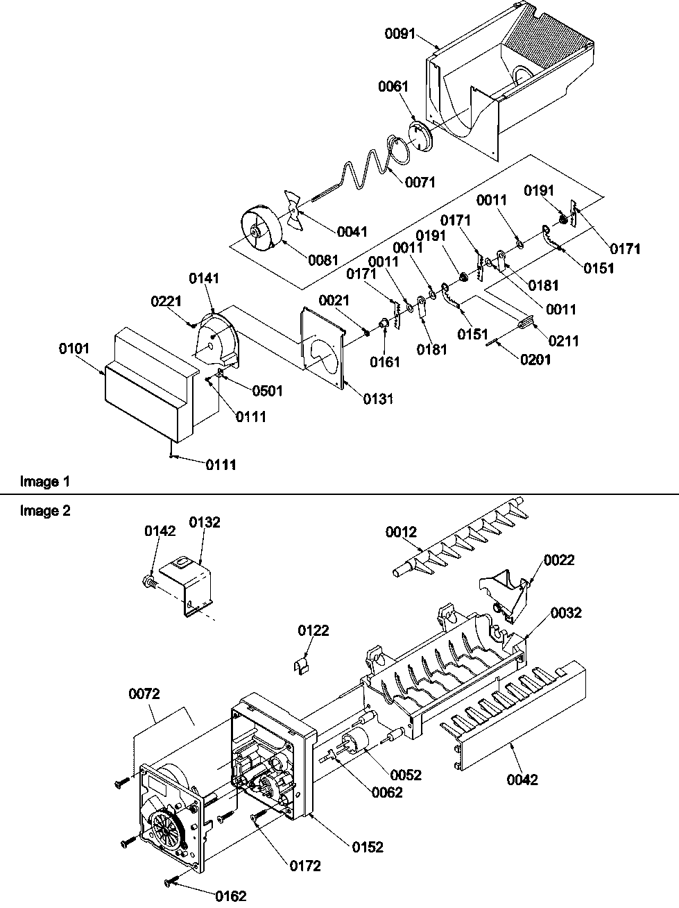 Amana SBDE21VPSE-P1317202WE ice bucket auger & ice maker parts diagram