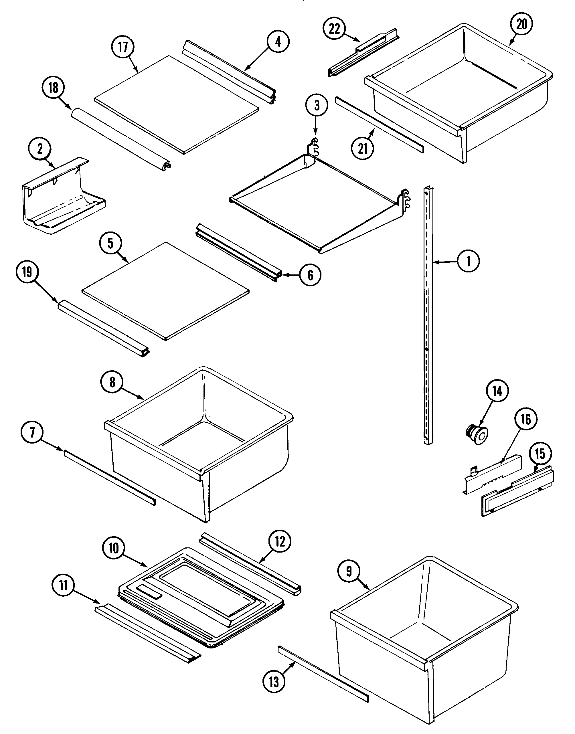 Maytag GS22X8D3KV shelves & accessories diagram