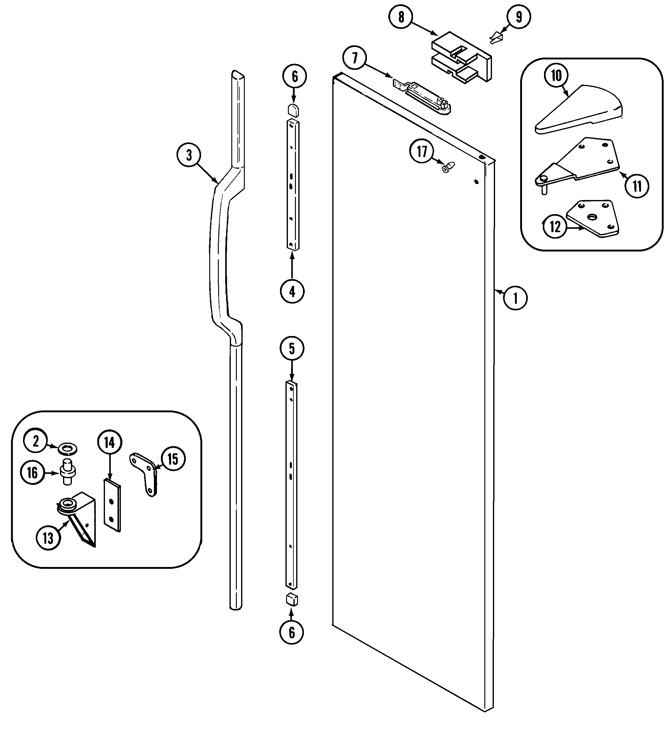 Maytag GS20B6D3EA fresh food outer door diagram