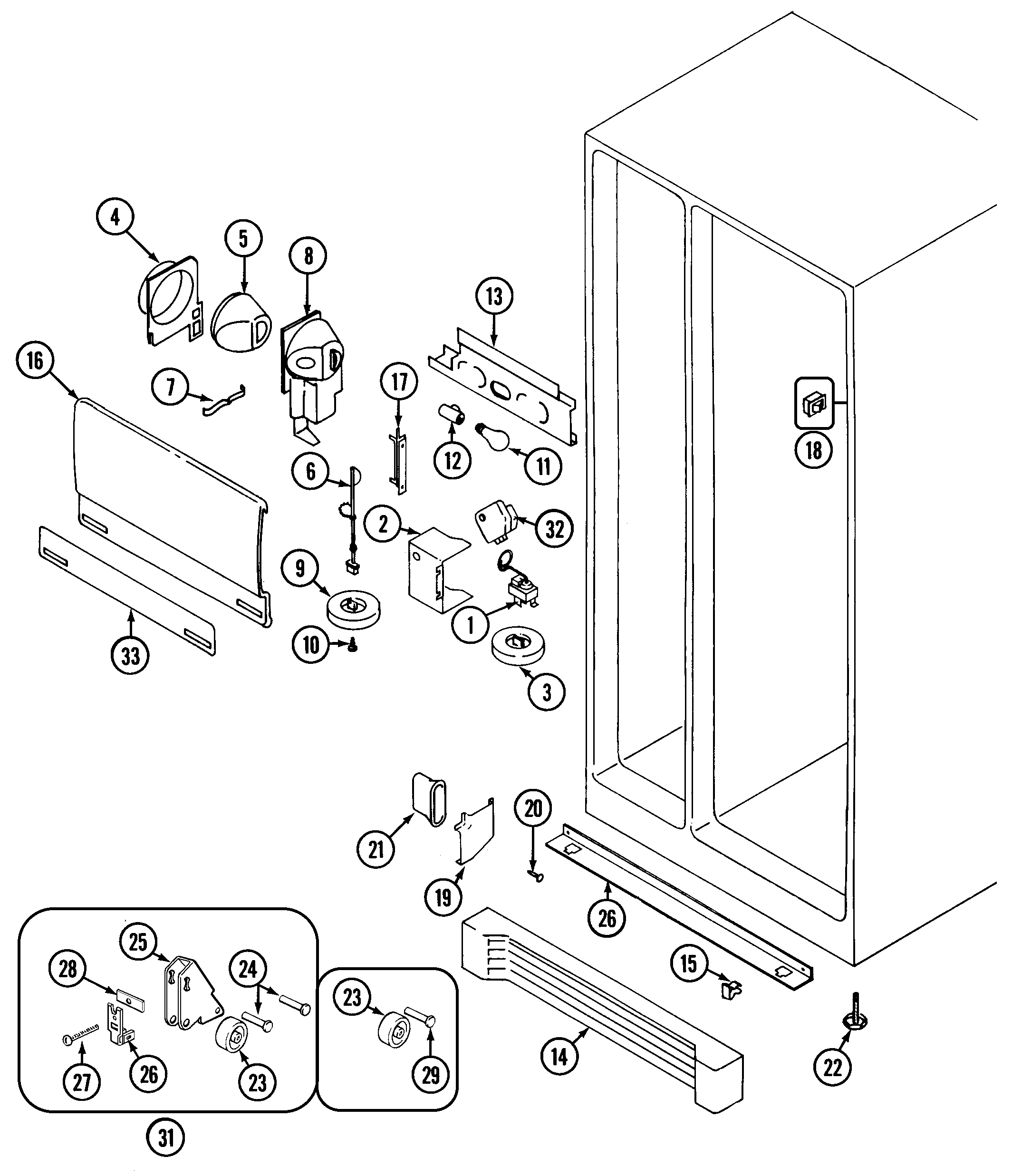 Maytag GS22B6C3EV fresh food compartment diagram