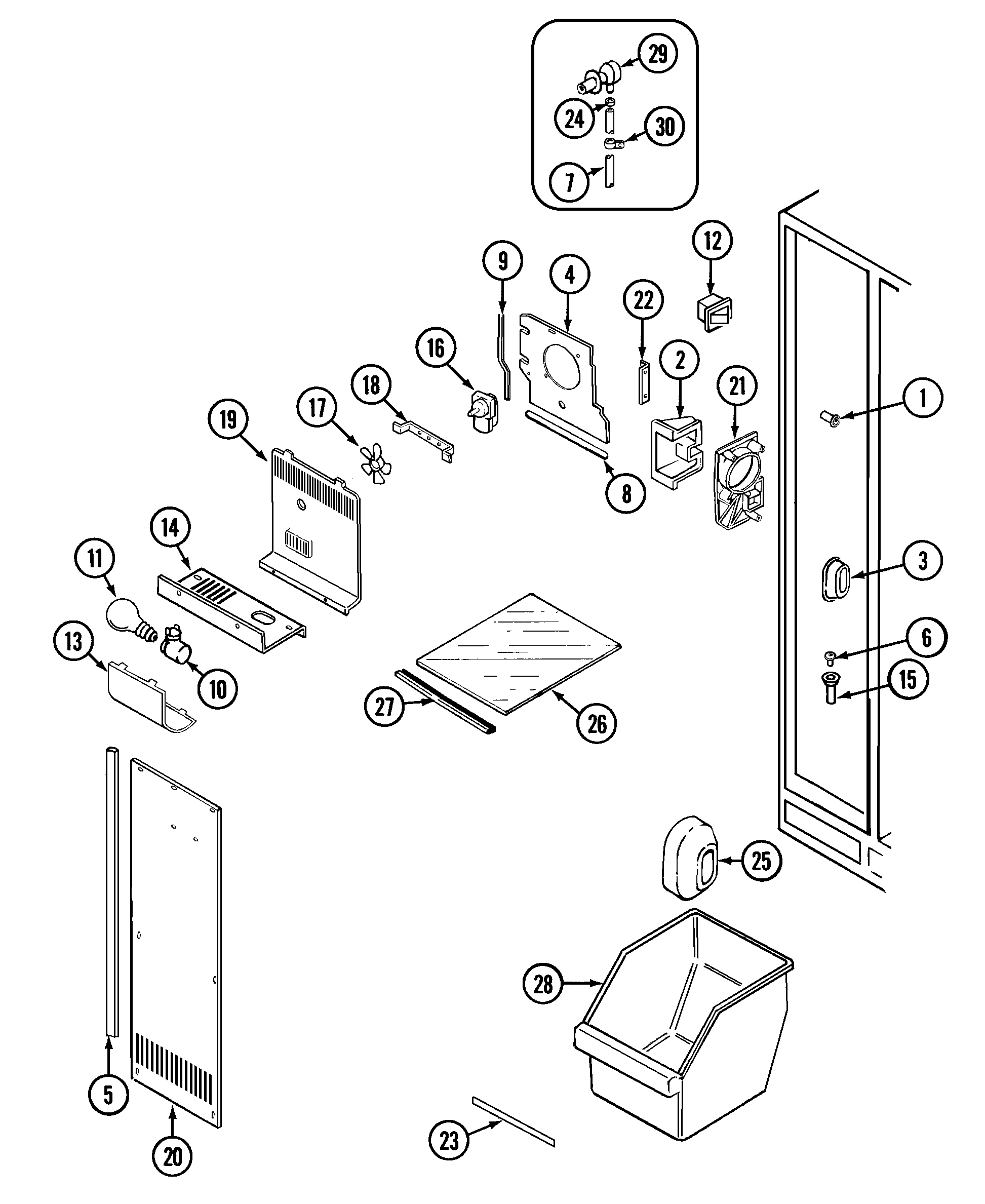 Maytag GS22B6C3EV freezer compartment diagram