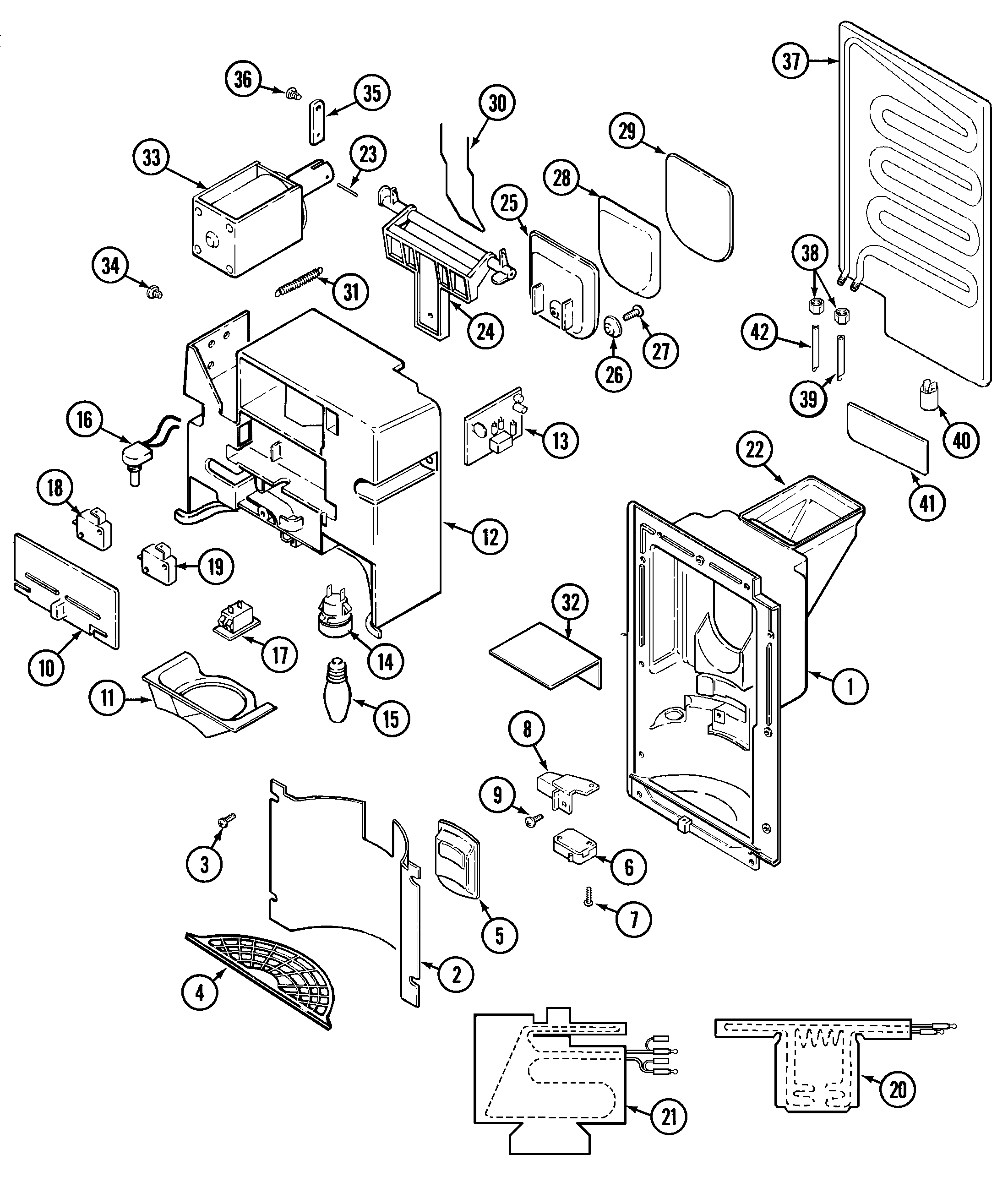 Maytag GS22B6C3EV ice & water dispenser diagram
