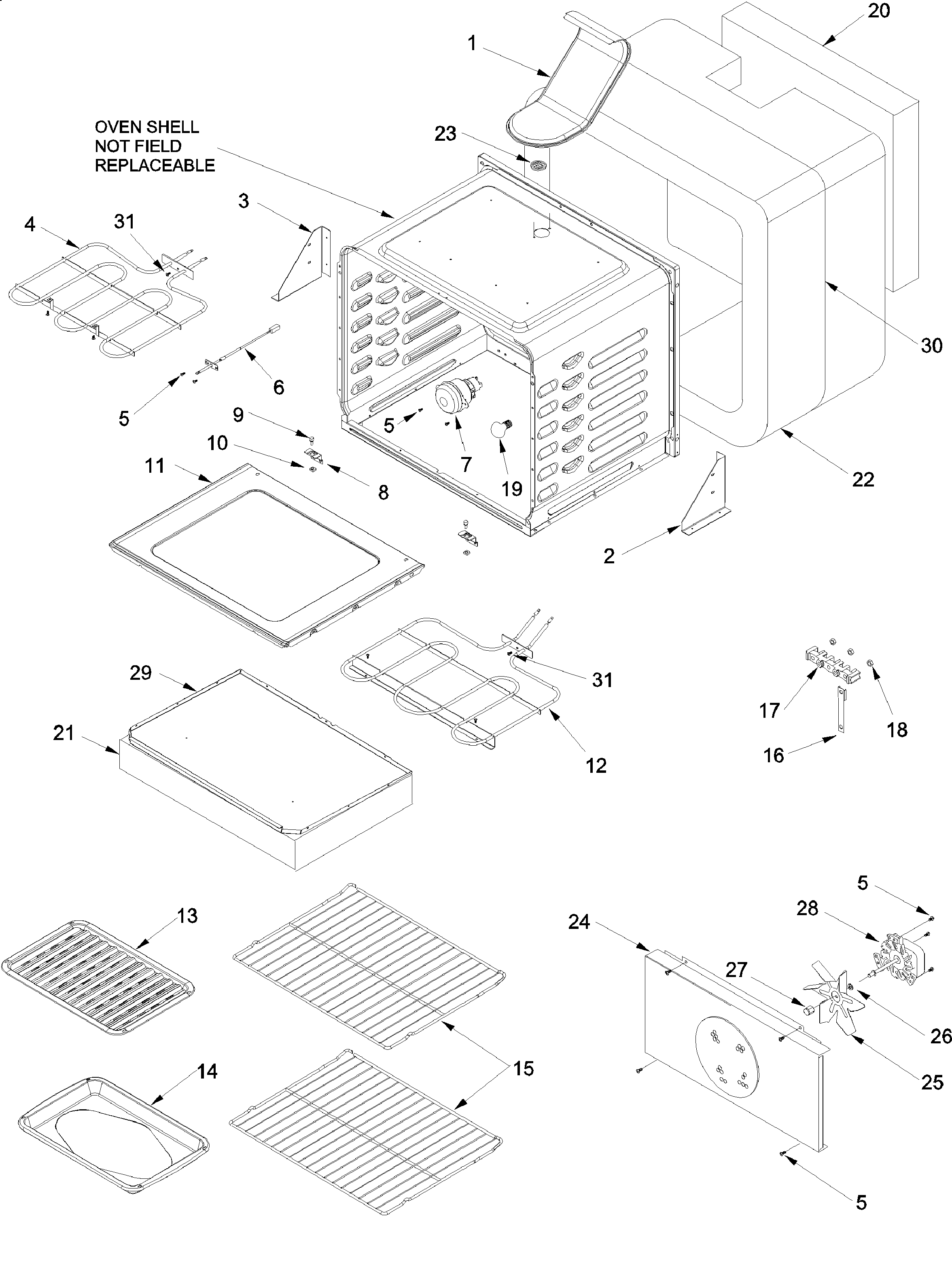 Amana ACF7225AB-PACF7225AB1 cavity diagram