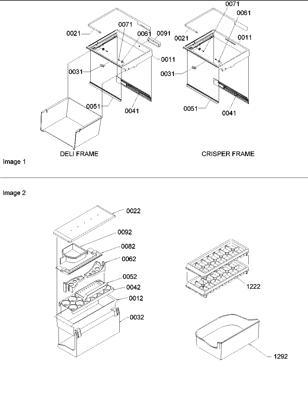 Amana BB20VPSE-P1321302WE crisper & deli frame assy diagram