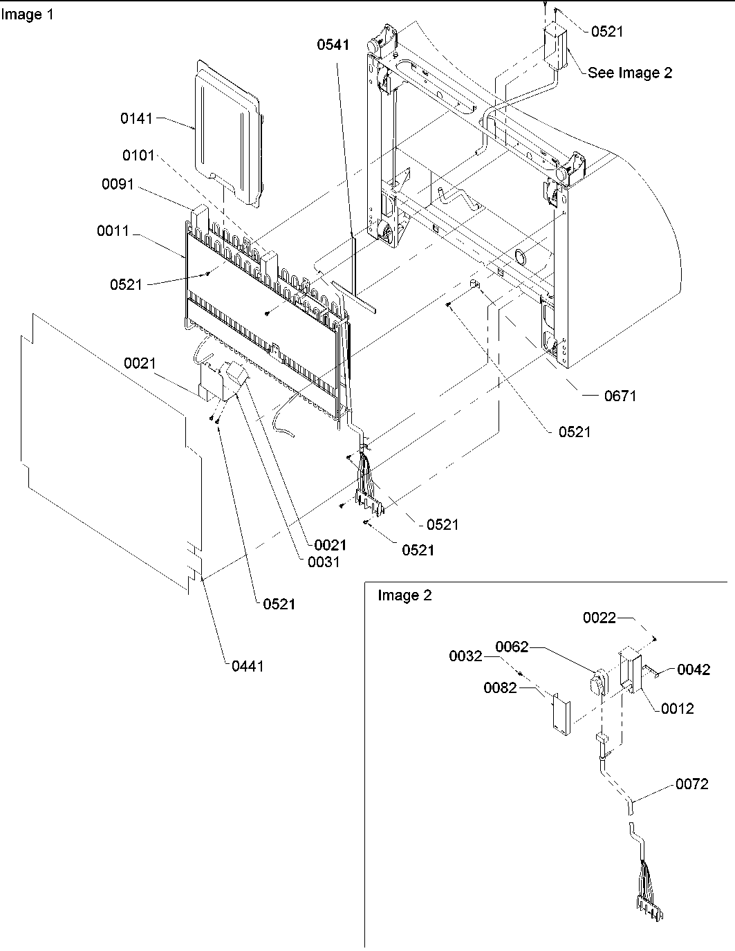 Amana BB20VPSE-P1321302WE condenser & timer box assy diagram