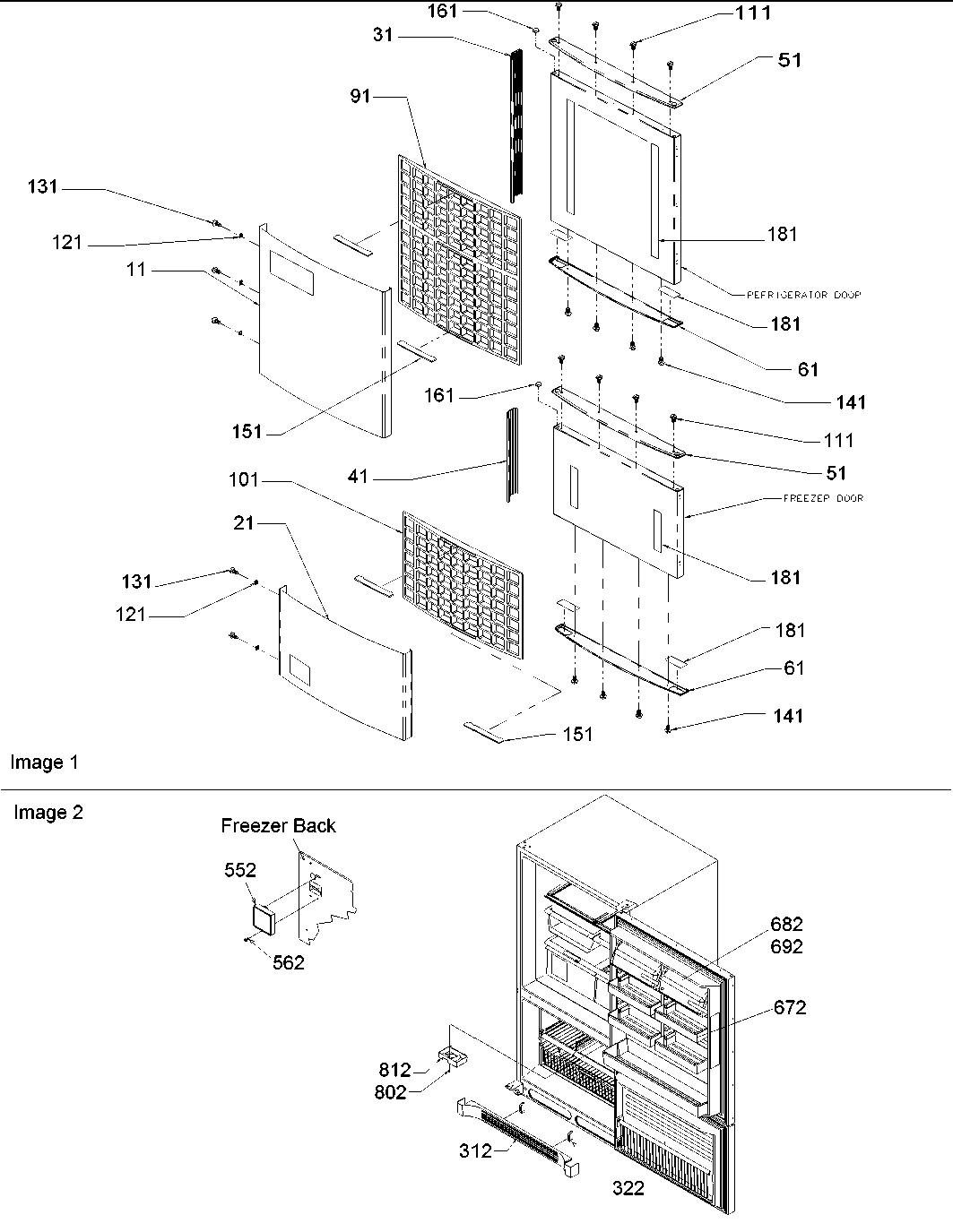 Amana BRF20V1CPSR-P1321316WS contour panels,  handles & grille diagram