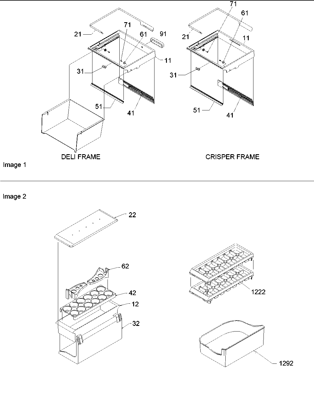 Amana BRF20V1W-P1321313WW crisper & deli frame assy diagram