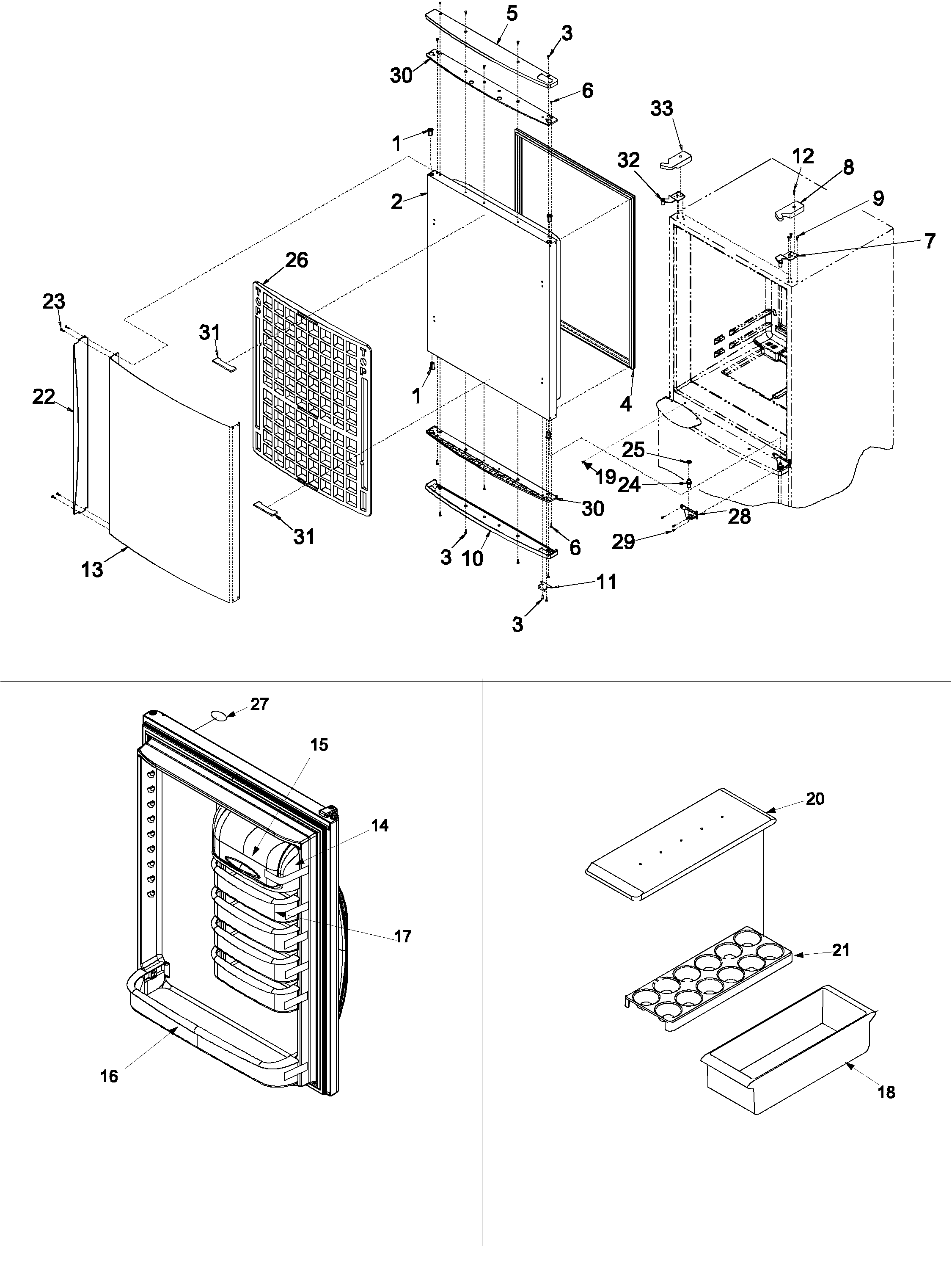 Kenmore Elite 59672289202 refrigerator door diagram
