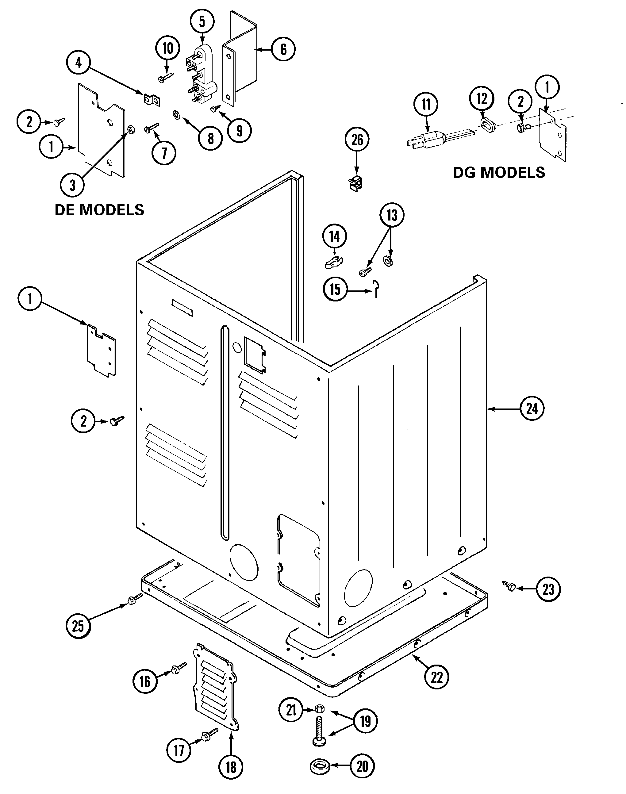 Maytag LDG8704AAE cabinet-rear diagram