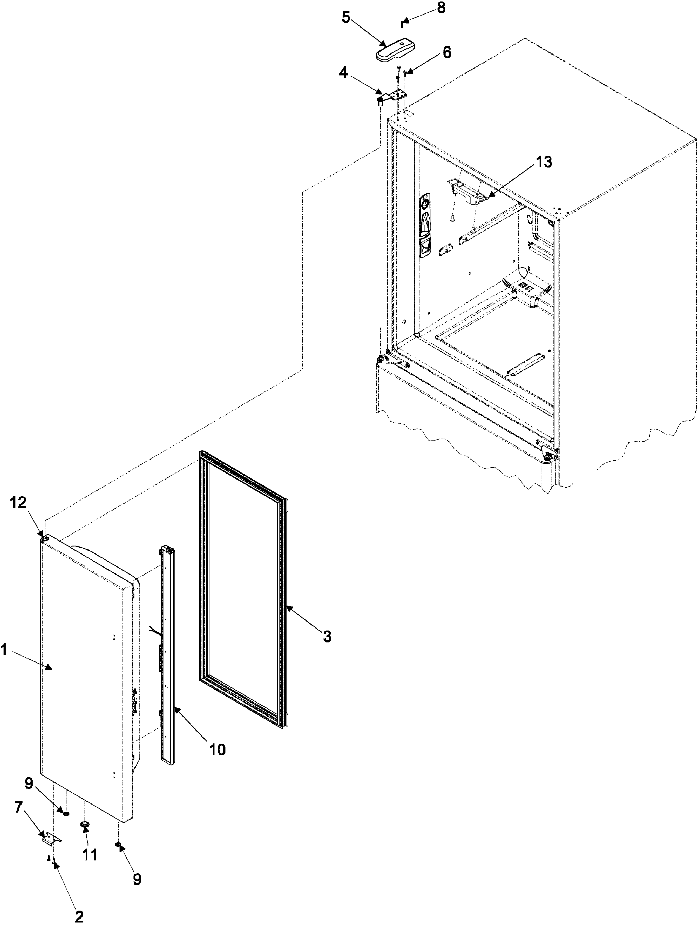 Kenmore Elite 59673503201 left refrigerator door diagram