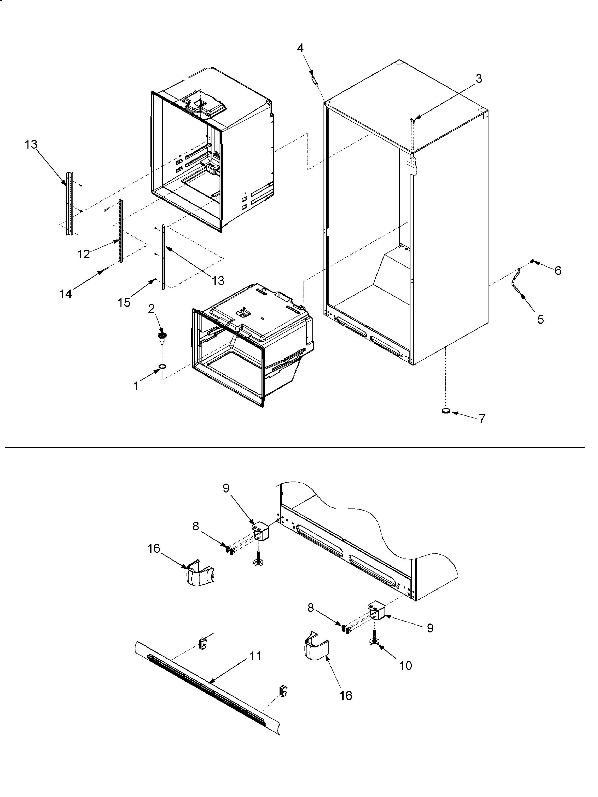 Kenmore Elite 59673503201 interior cabinet diagram