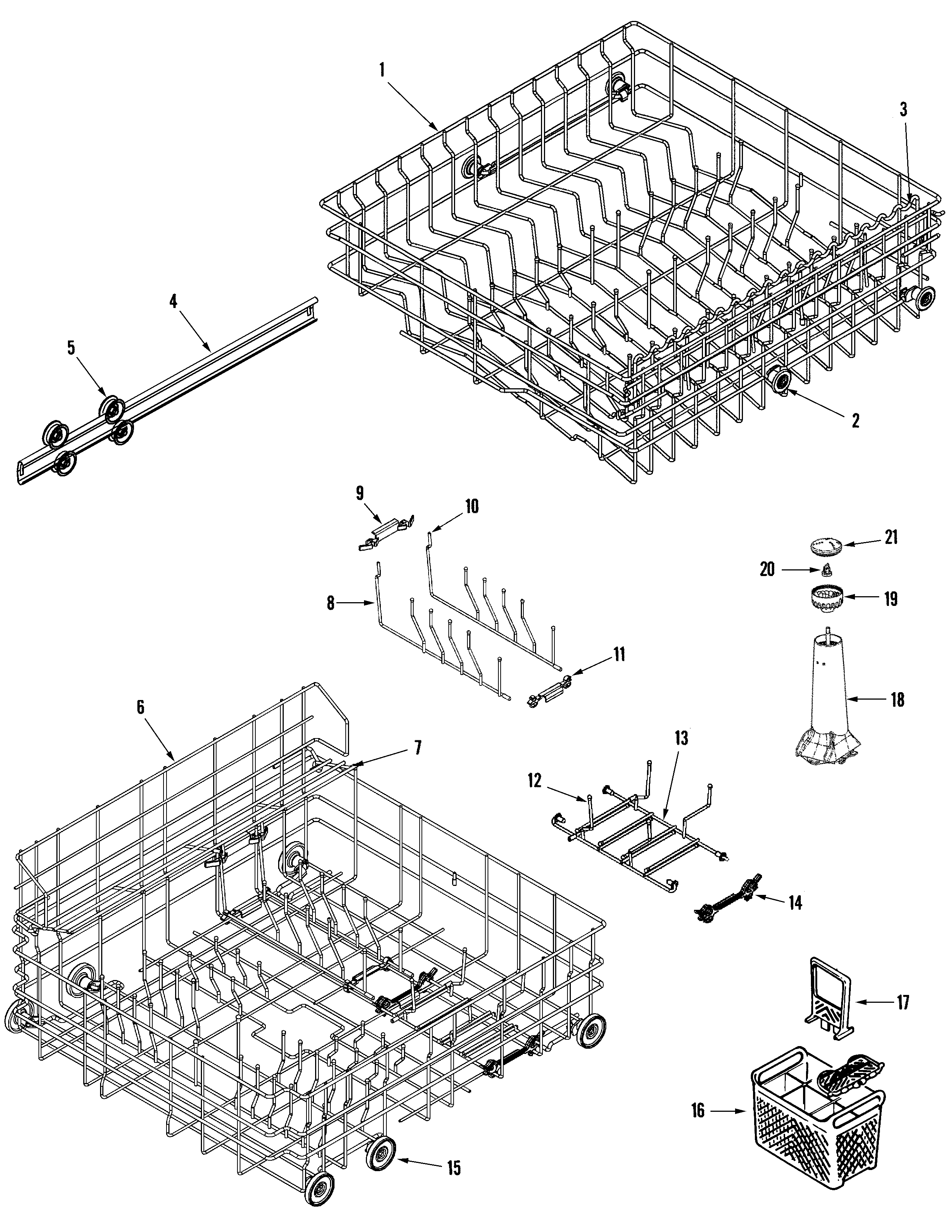 Maytag MDB7000AWA track & rack assembly diagram