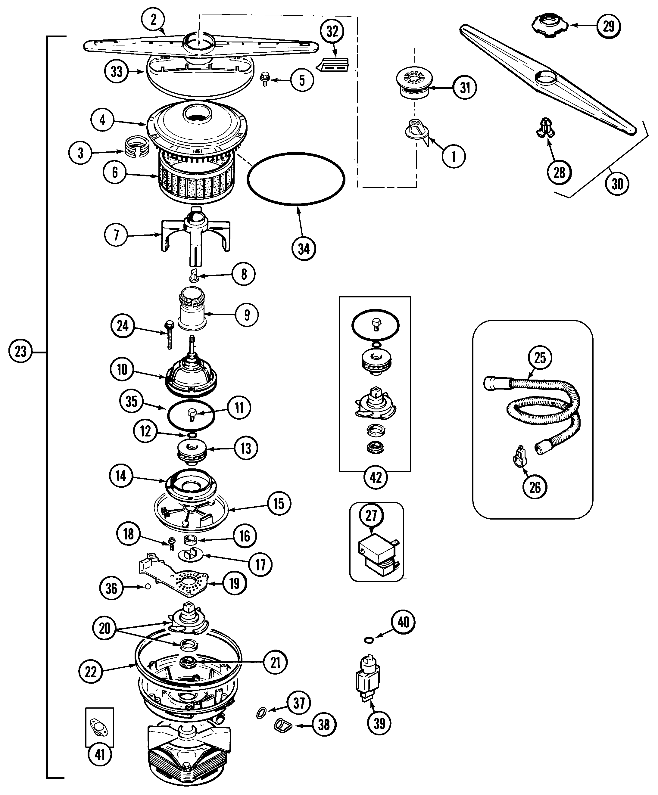 Maytag MDB7000AWA pump & motor diagram