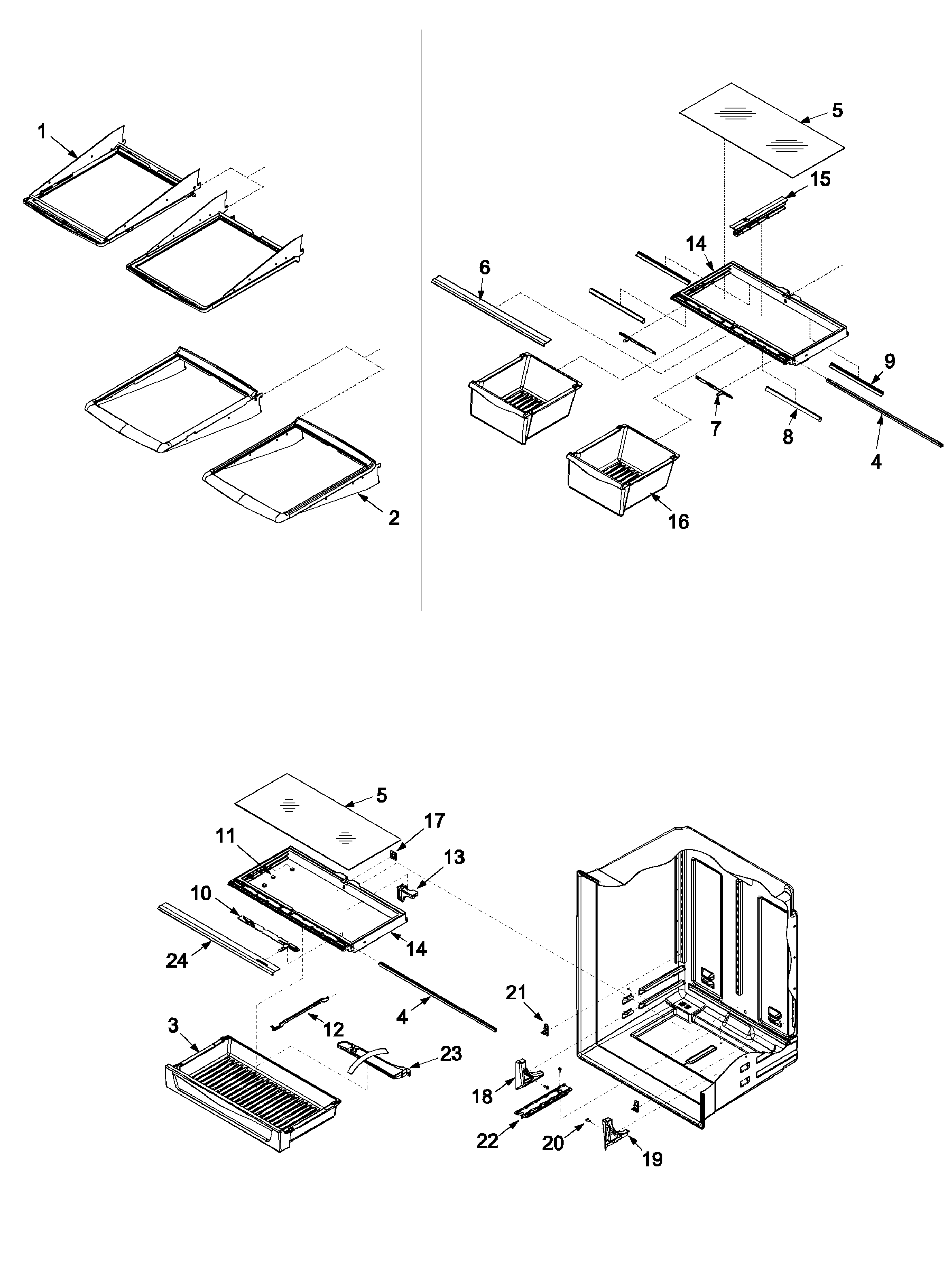 Amana ARB2259CS-PARB2259CS0 refrigerator shelving diagram