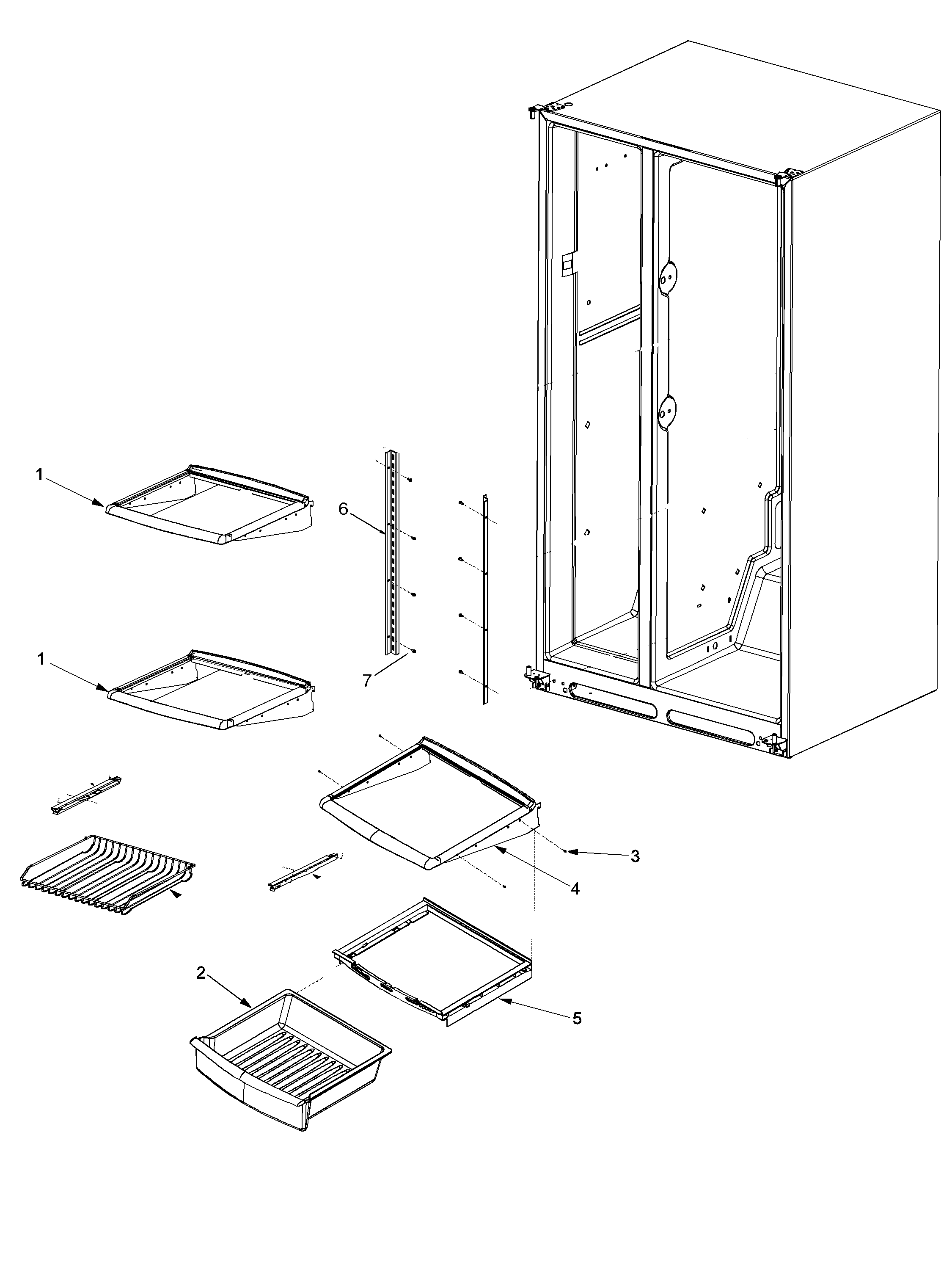 Maytag PSD243LGRQ-PPSD243LGC0 deli and ref shelf diagram