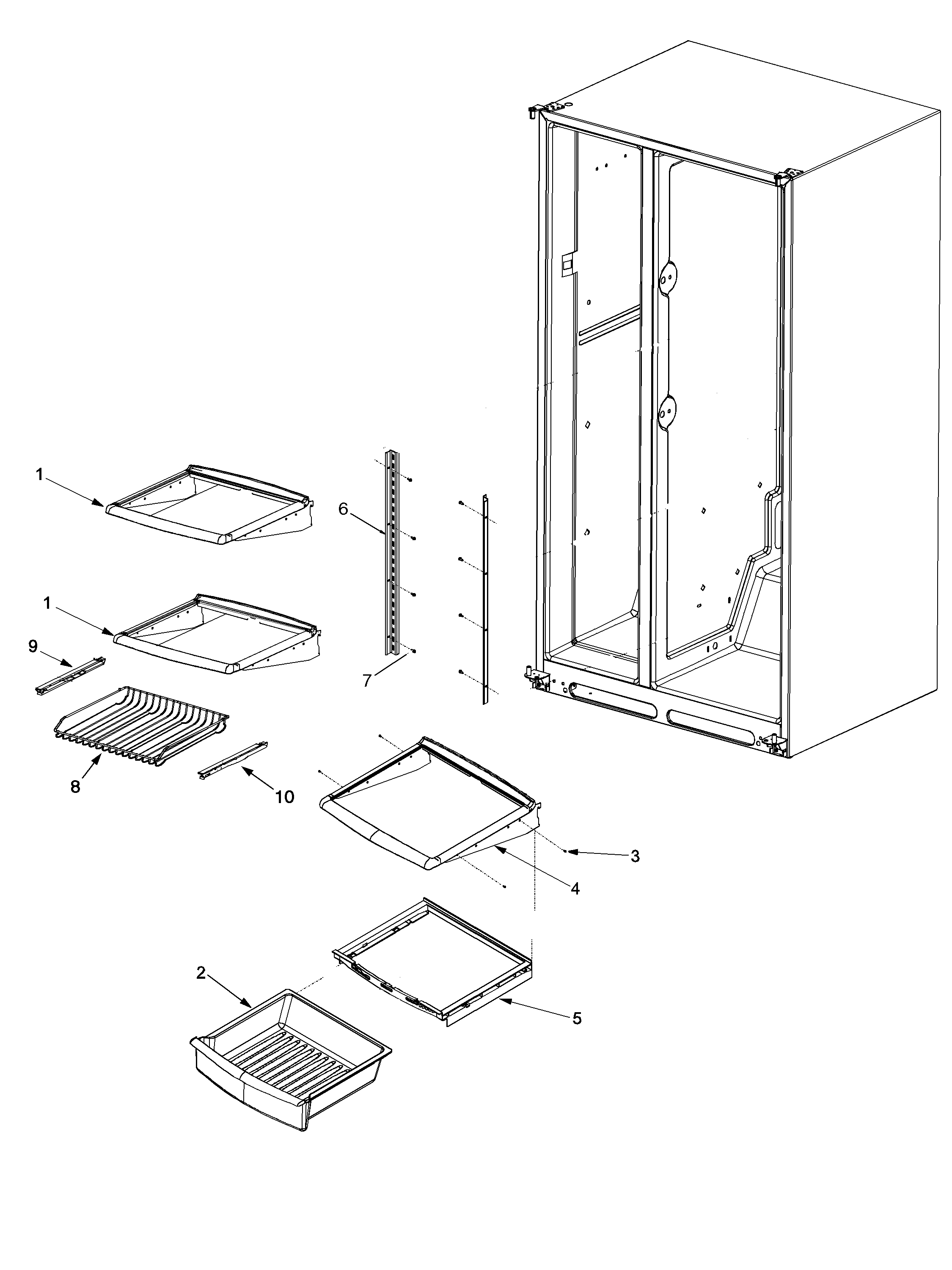 Maytag PSD265LGES-PPSD265GS0 deli and ref shelf diagram
