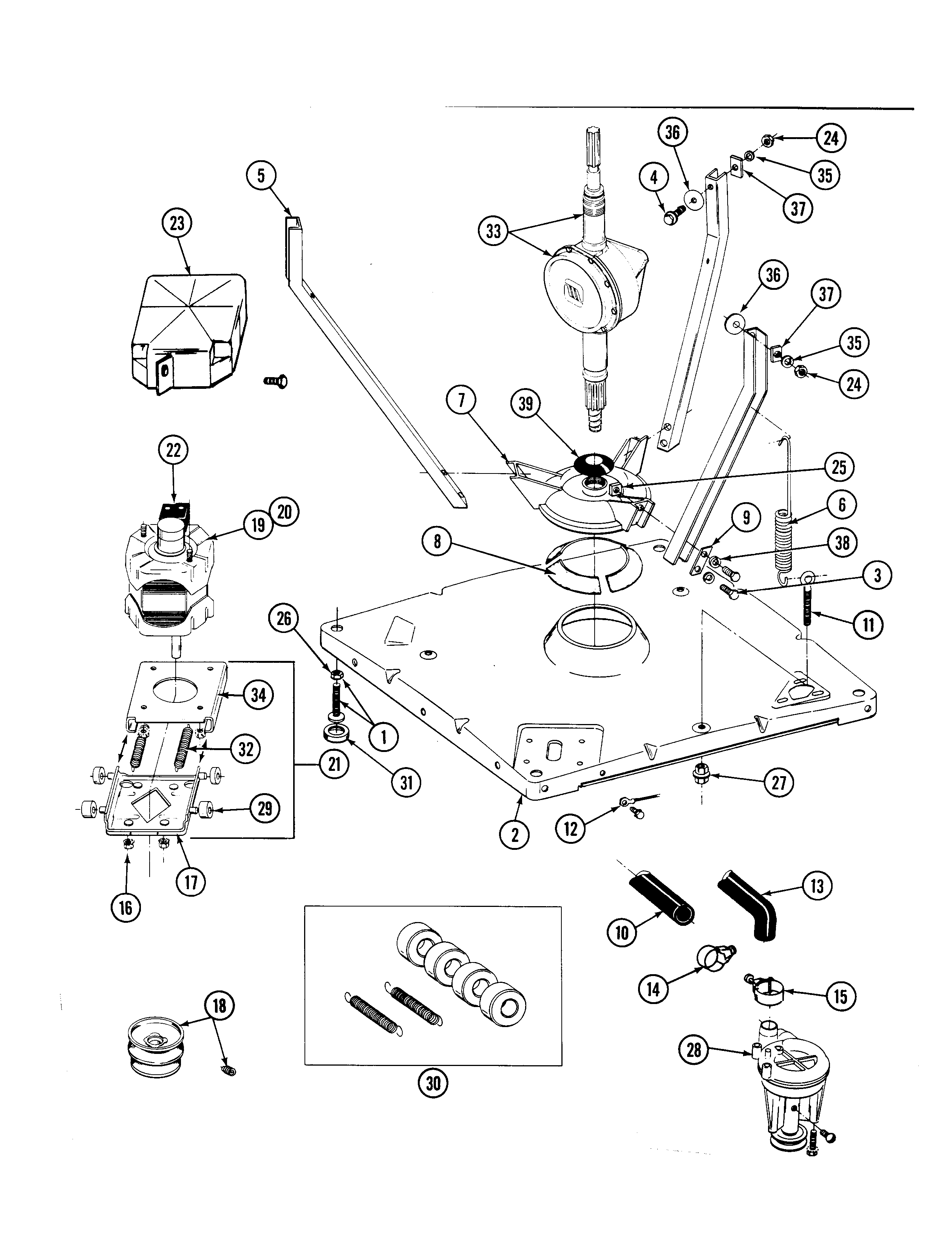 Maytag A7500W base, pump, motor & components diagram