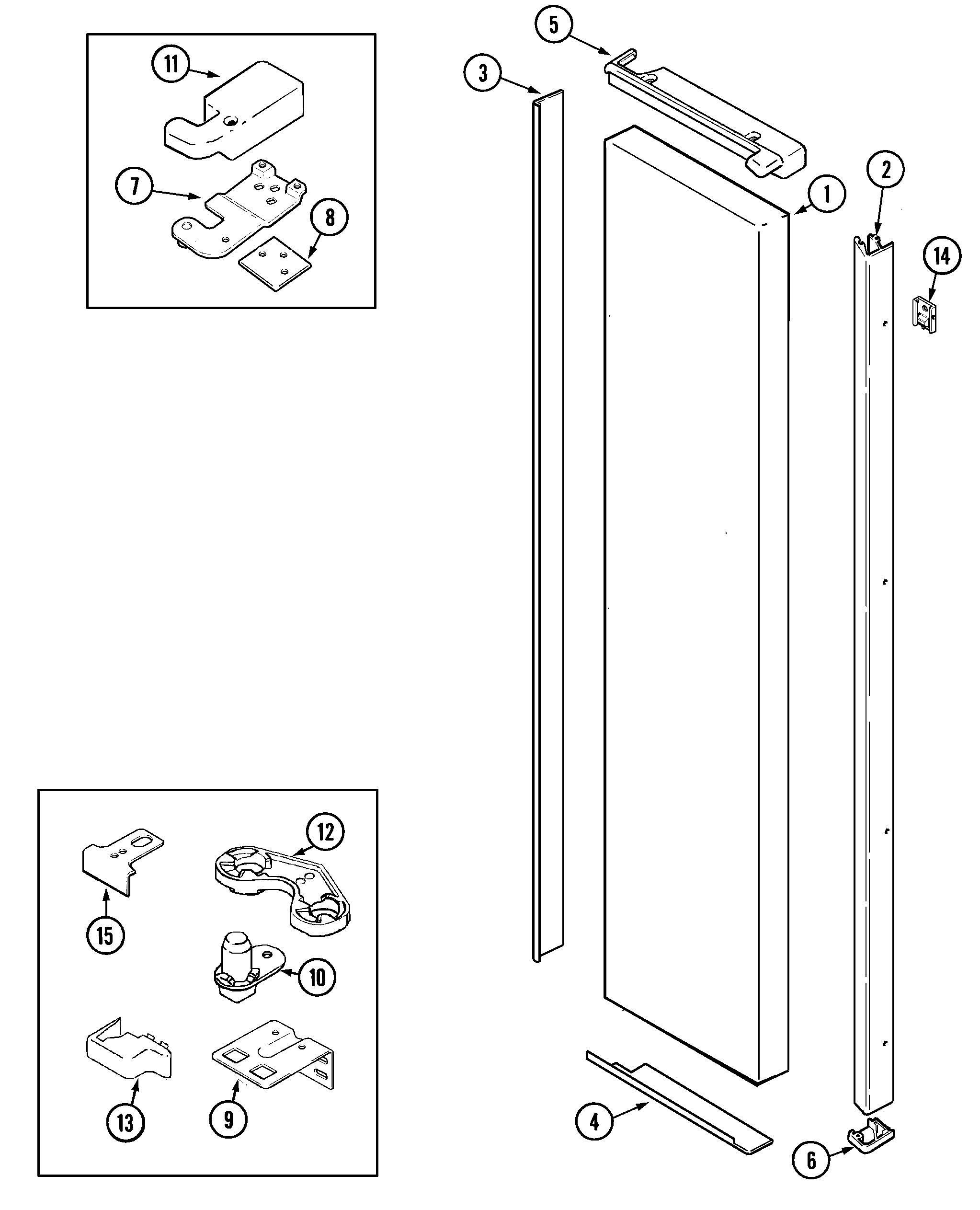 Jenn-Air JCB2388ATW freezer outer door (jcb2388atb/w) diagram