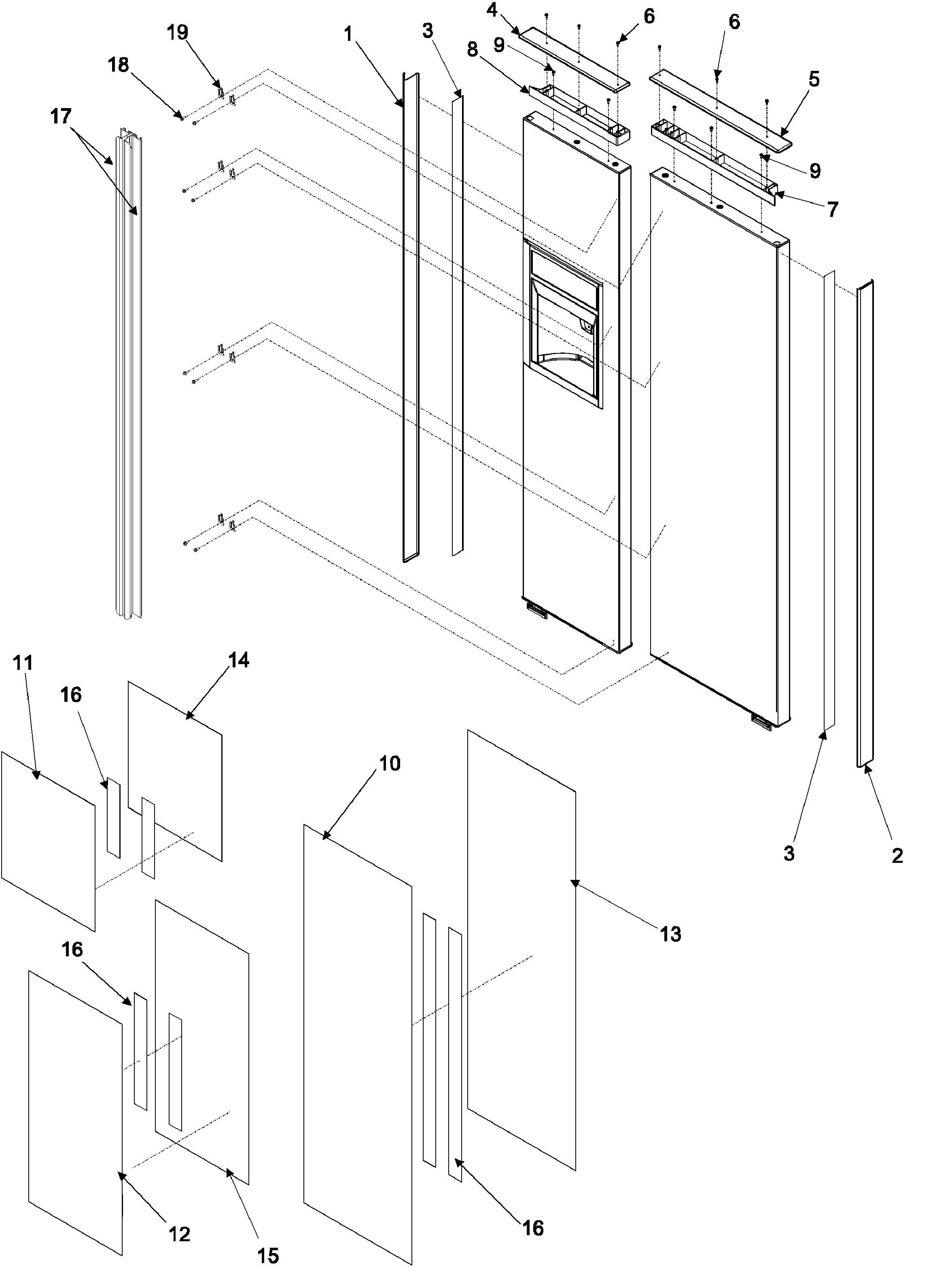 Amana ARS9269BS-PARS9269BS1 handles and trim diagram