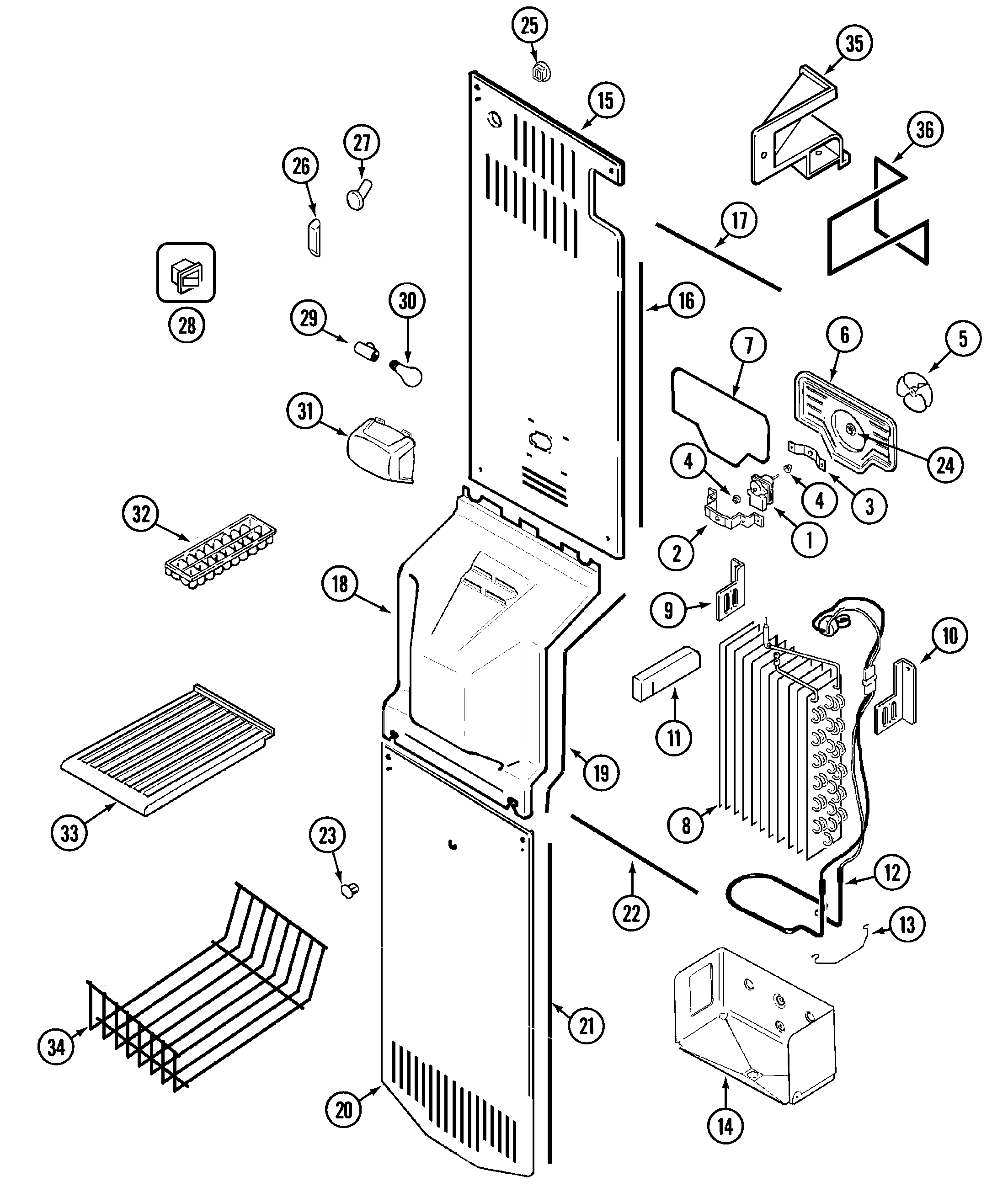 Magic Chef CSB2121ARQ freezer compartment diagram