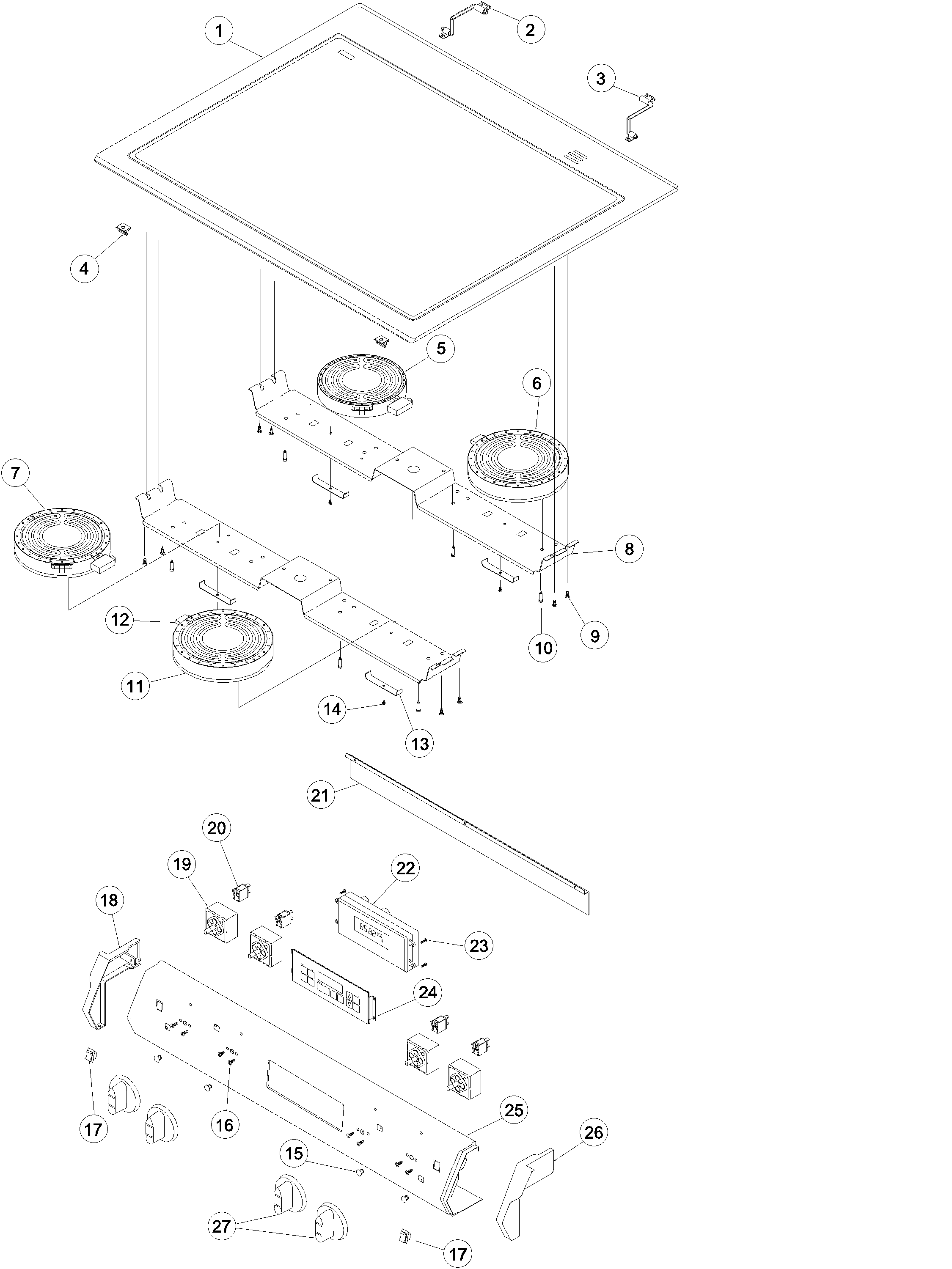 Amana ACS4250AW-PACS4250AW main top and backguard diagram