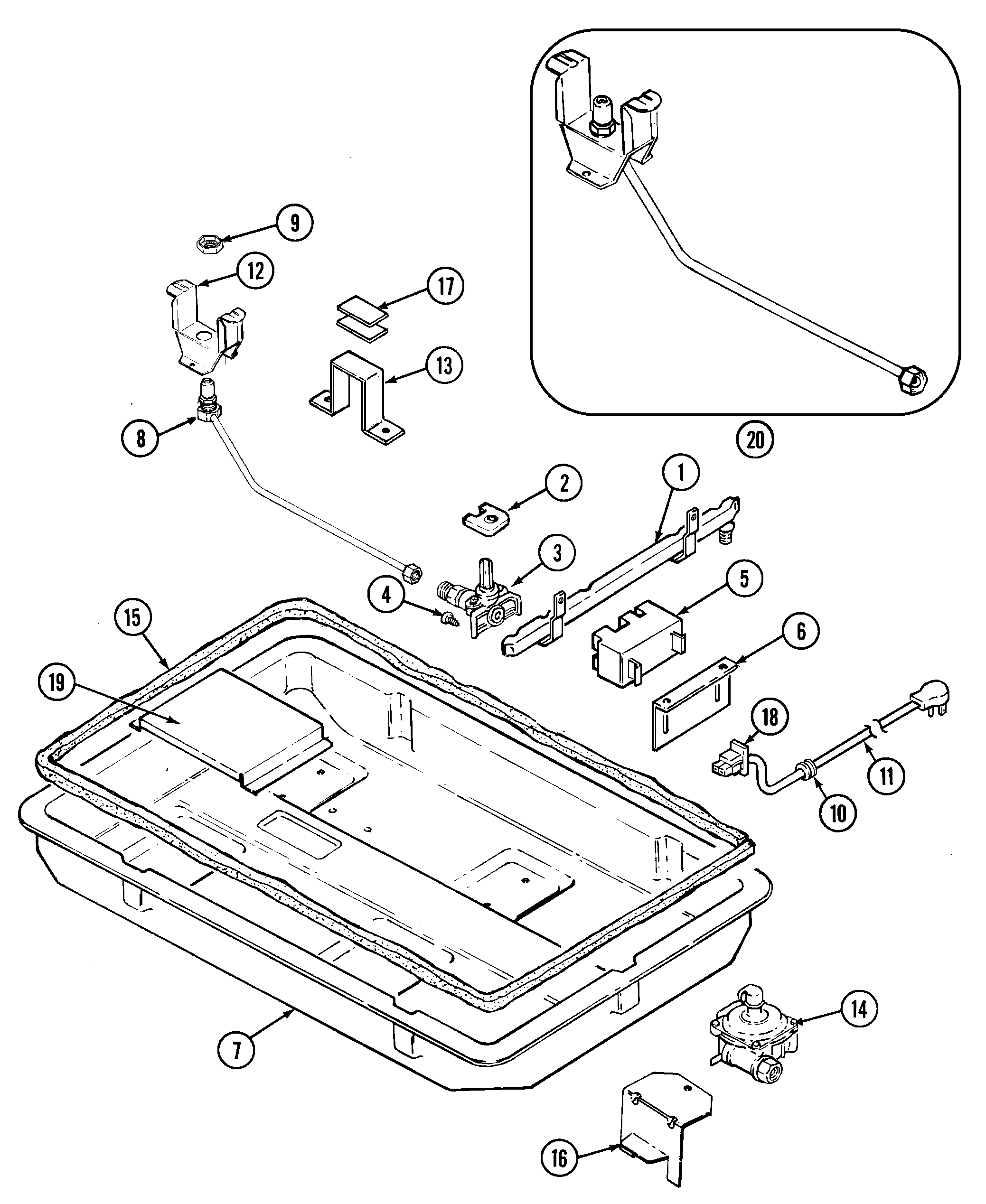 Magic Chef 8241RW body (ra, rb, rs, rv, rw) diagram