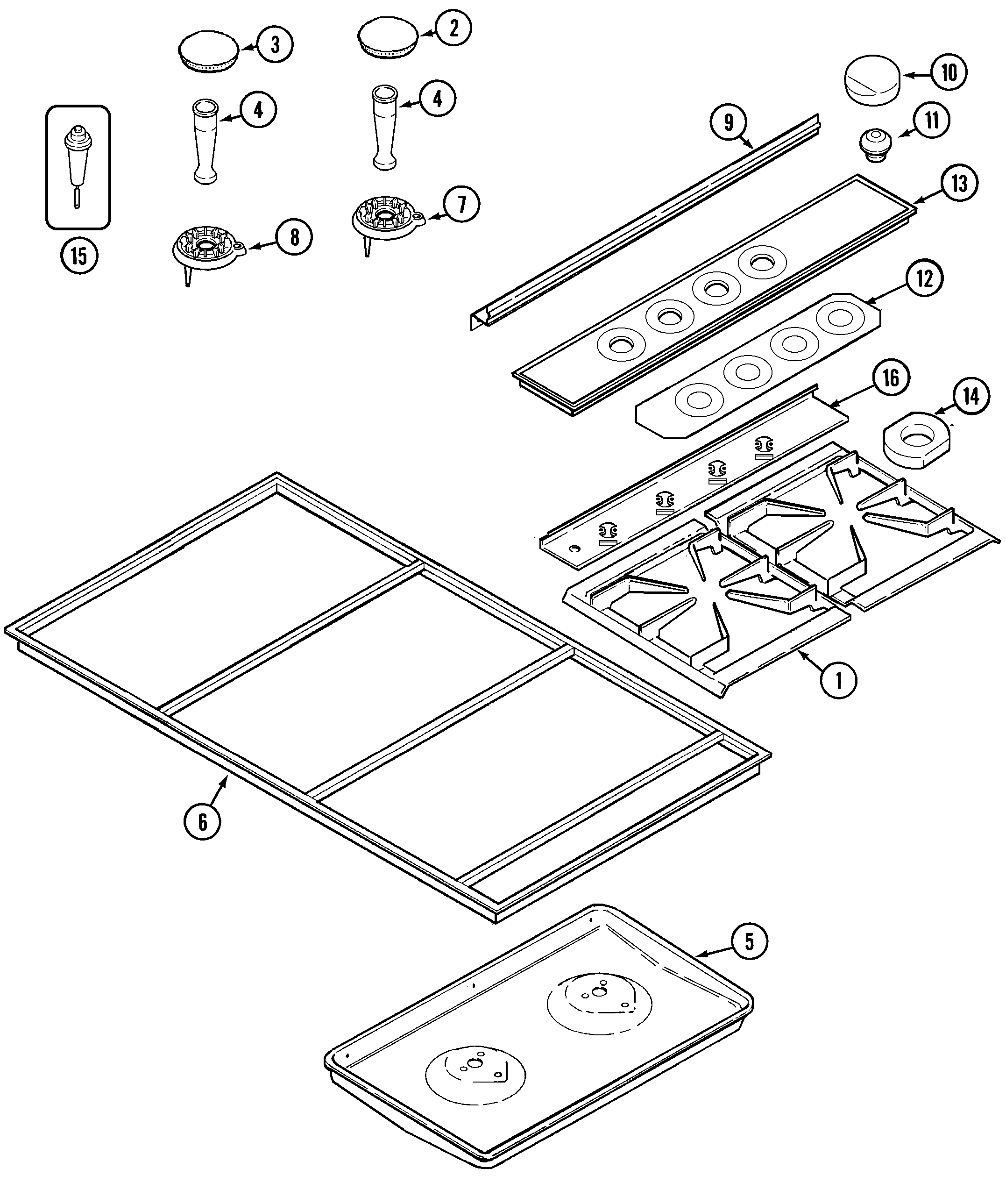 Jenn-Air CCGX2420B top assembly diagram