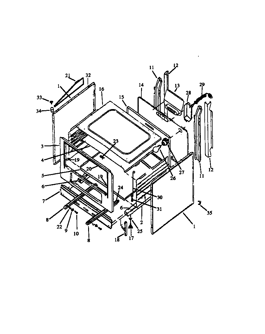 Caloric RLS359 cabinet assy 20" diagram