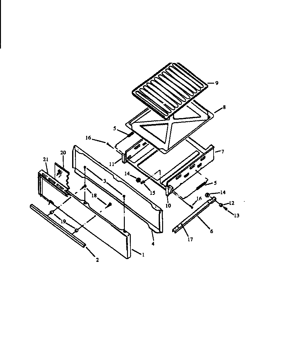 Caloric RLS359 broiler  compnt slide out panel/drawer diagram