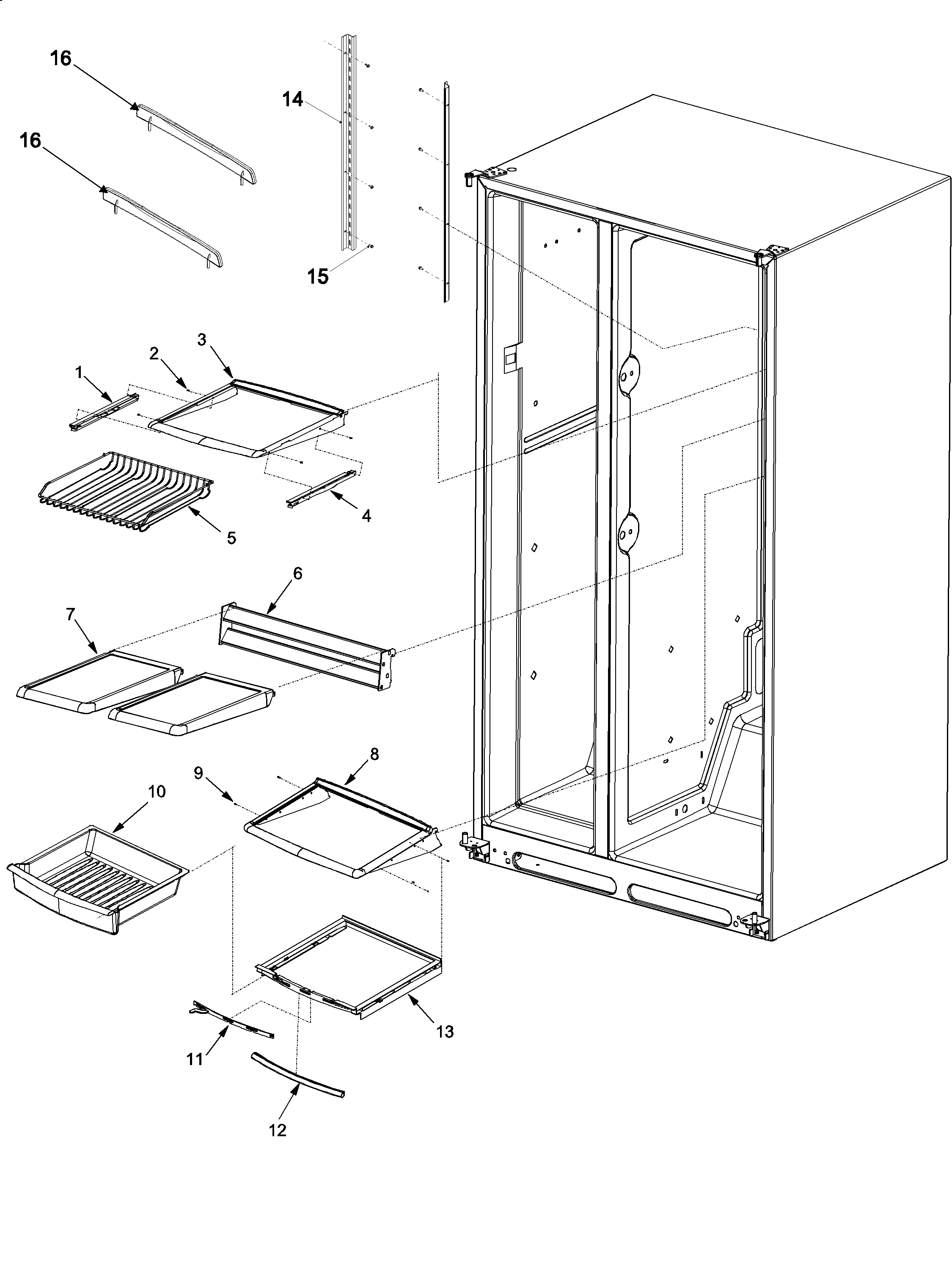 Amana ARSE667BC-PARSE667BC1 deli and ref shelf diagram