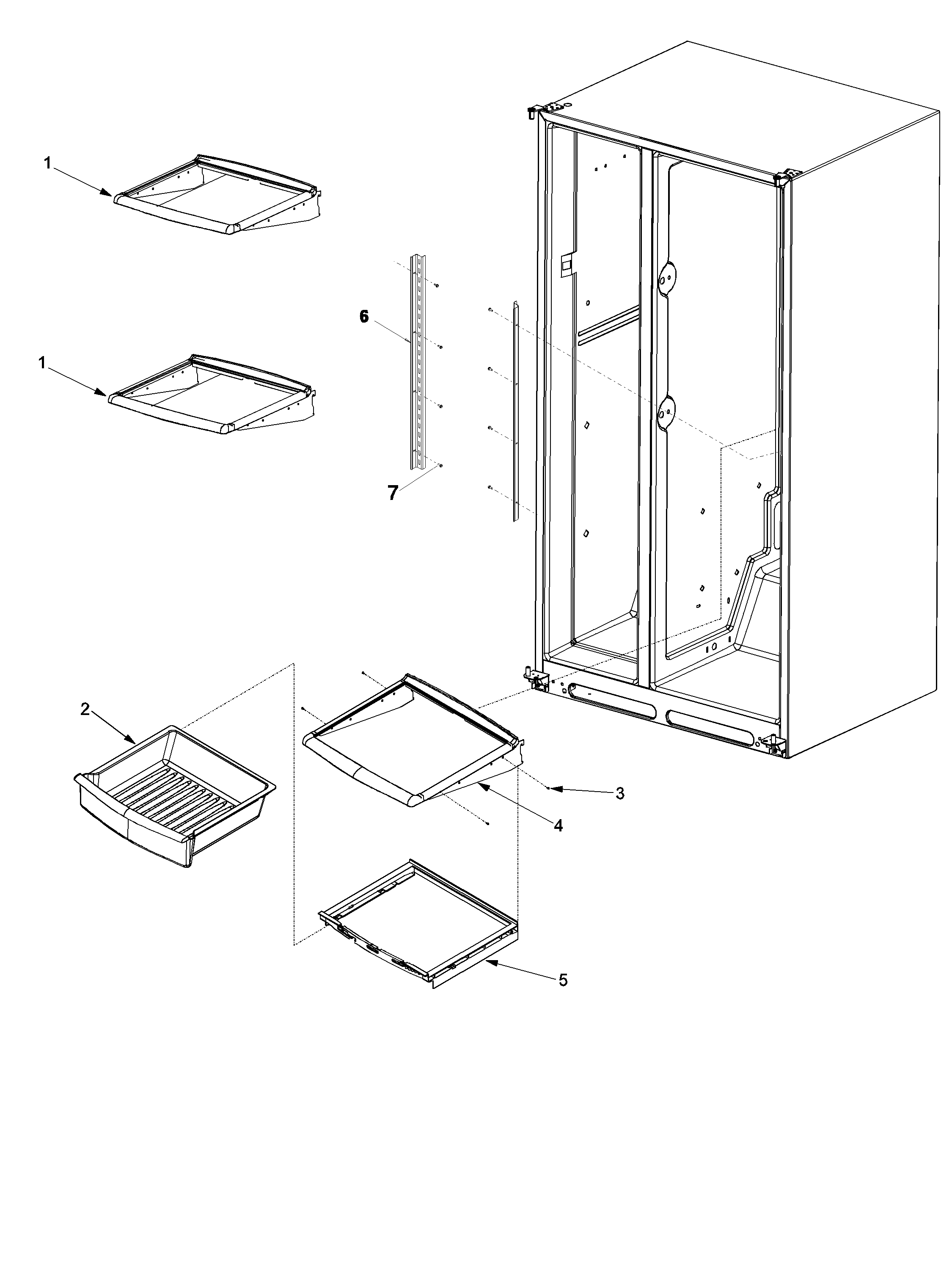 Amana ARSE66ZBS-PARSE66ZBS1 deli and ref shelf diagram