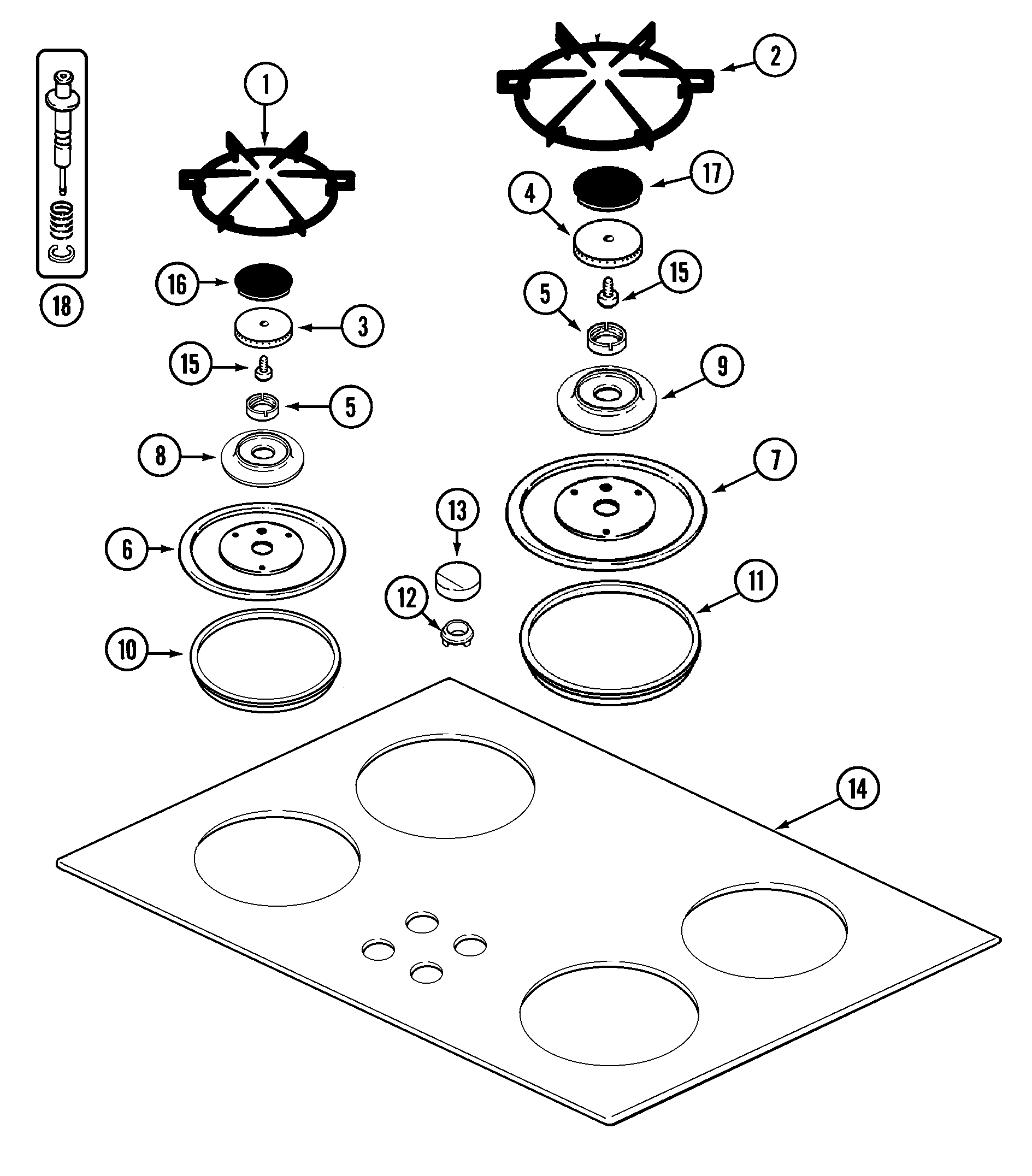 Jenn-Air CCG457B top assembly diagram