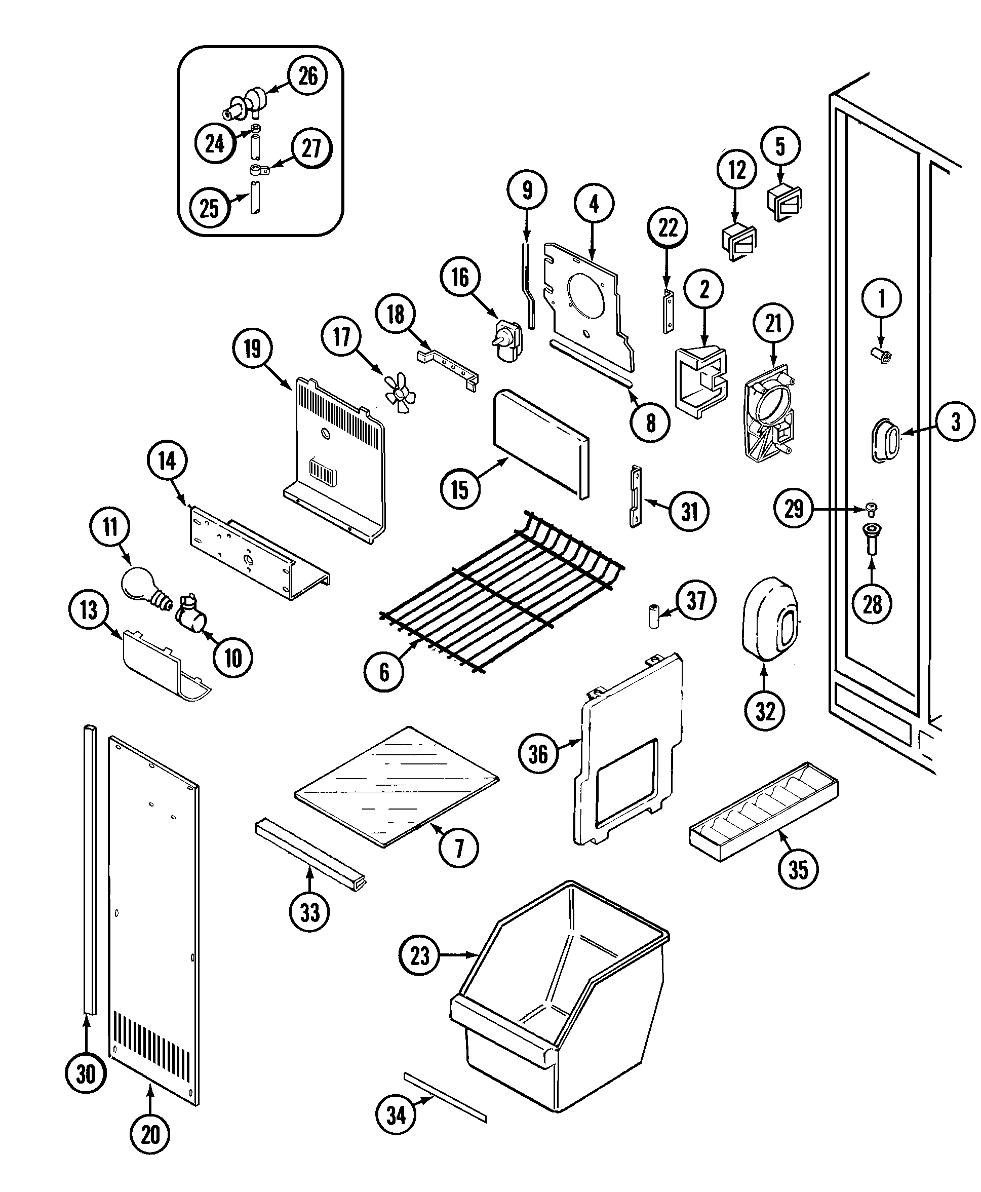 Maytag GS24Y8DV freezer compartment diagram