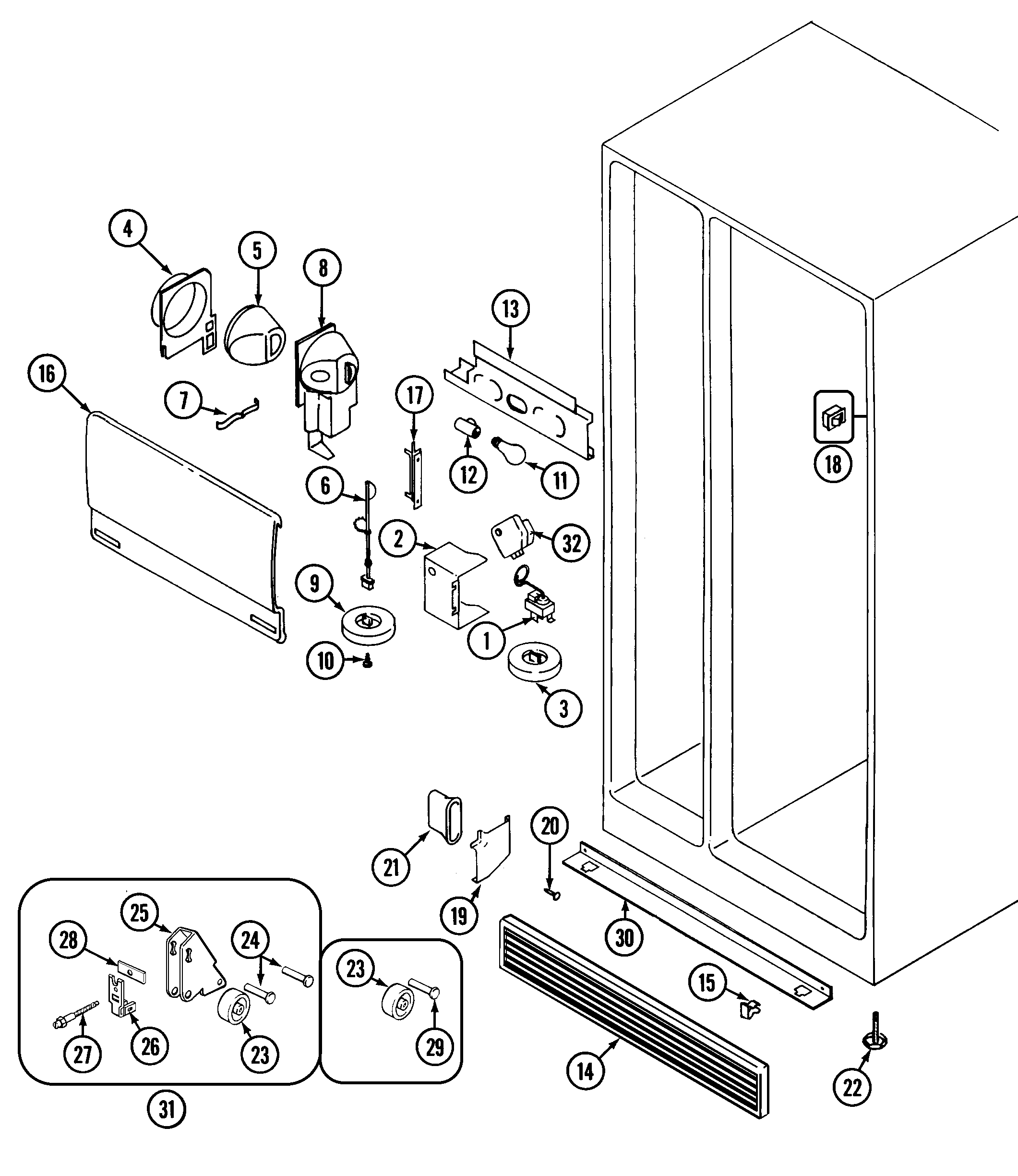 Maytag GS24Y8DV fresh food compartment diagram