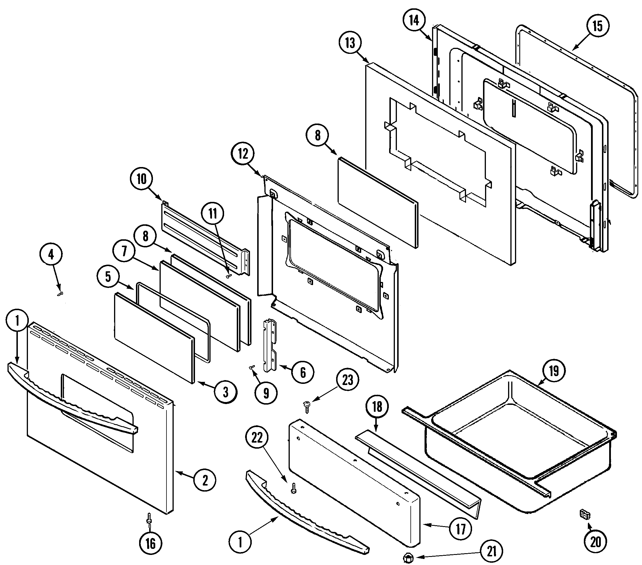 Maytag MER5780BAS door/warming drawer (stl) diagram