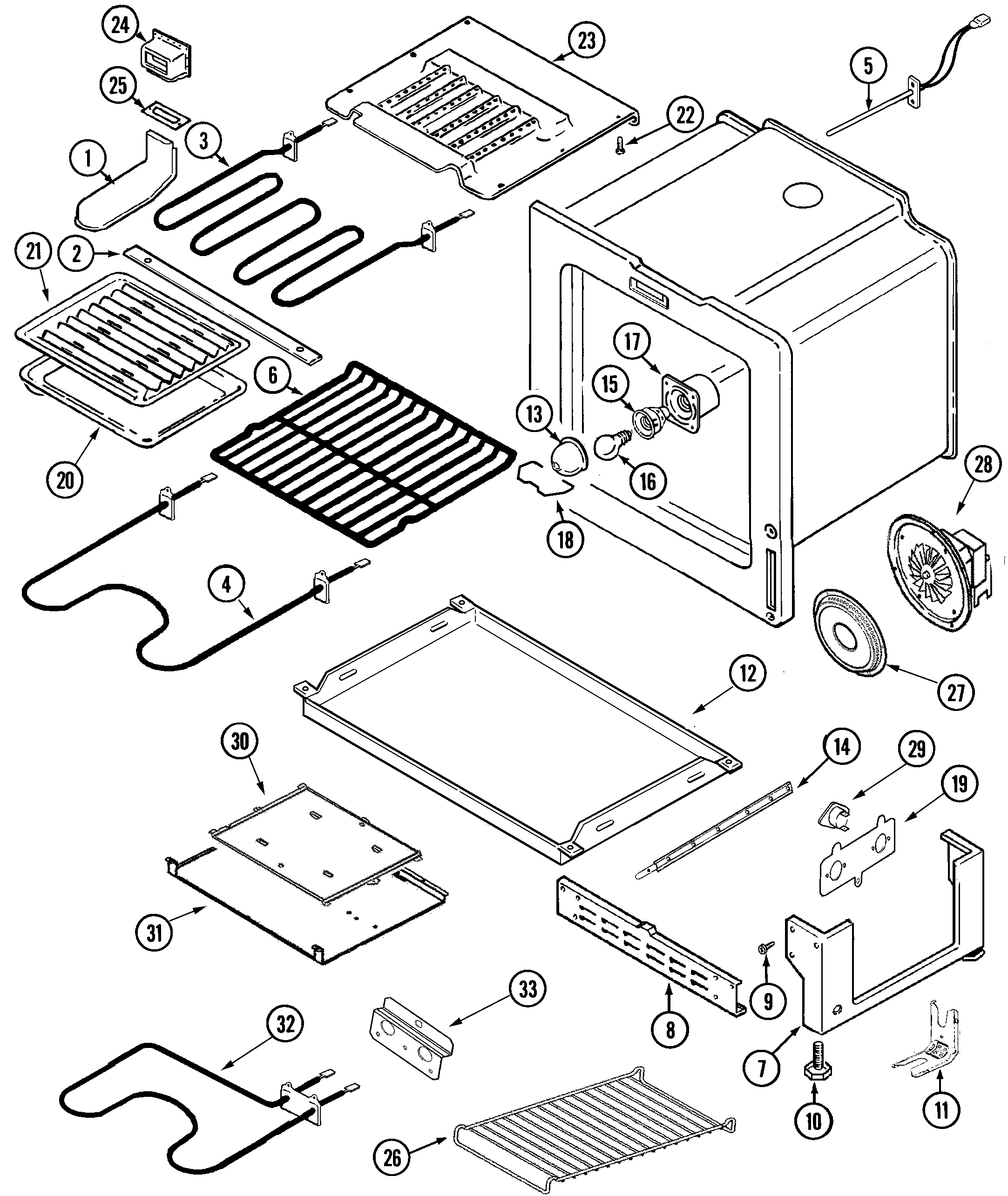 Jenn-Air JER8855BAS oven/base diagram