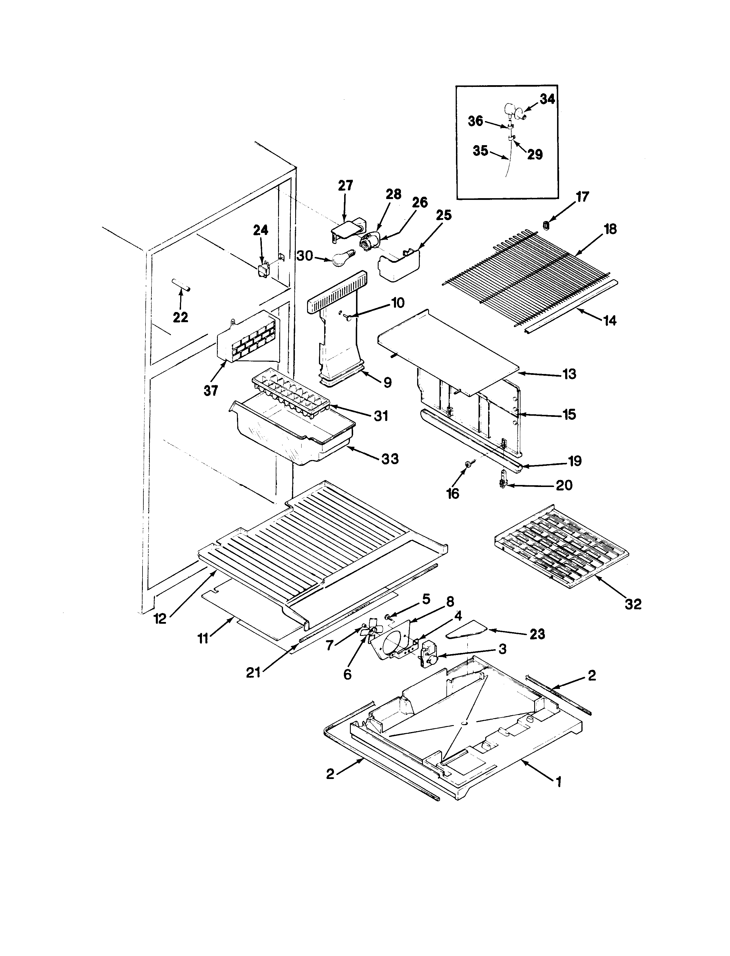 Maytag RTD23A-AH93C freezer compartment diagram