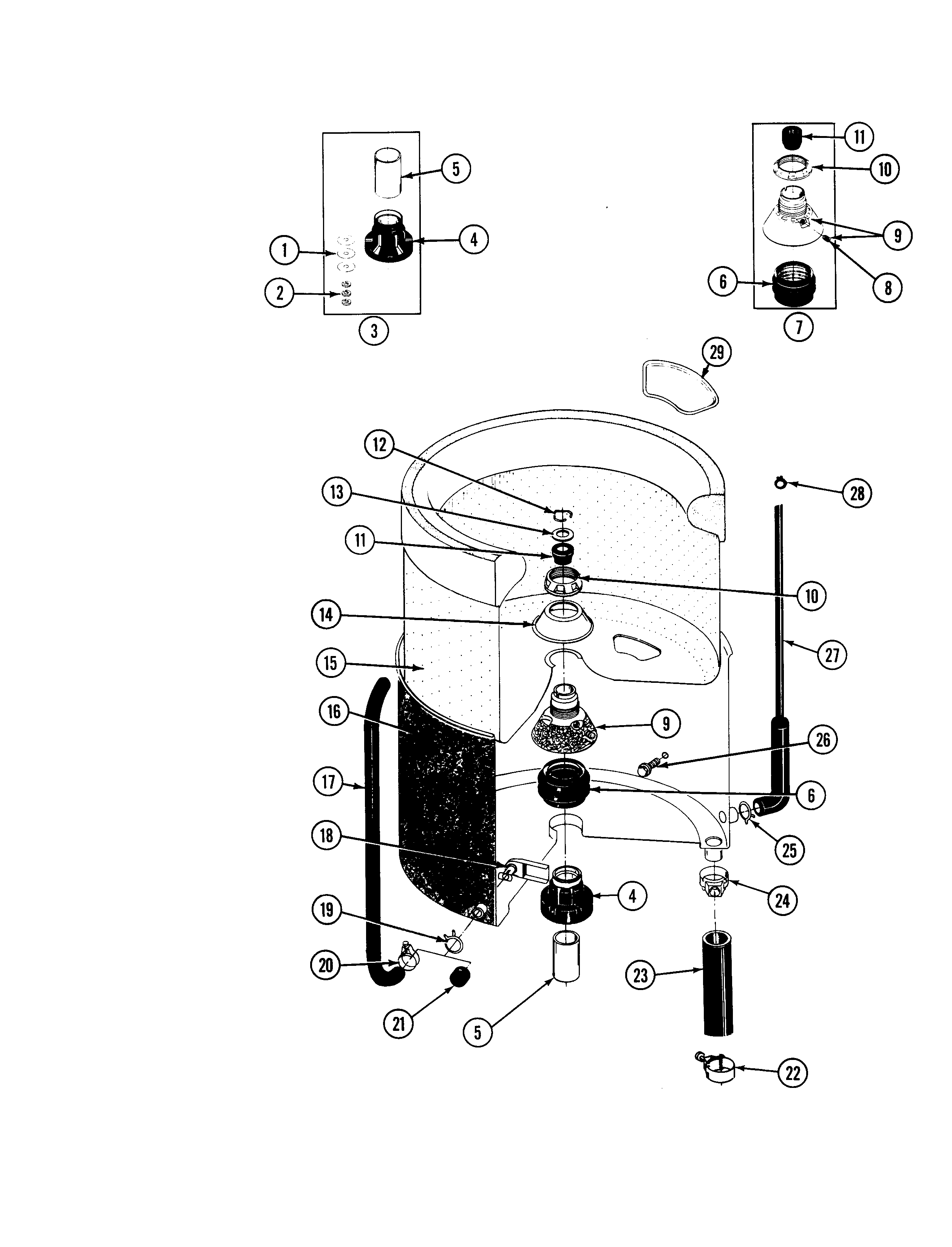Maytag A882 tub-inner & outer diagram