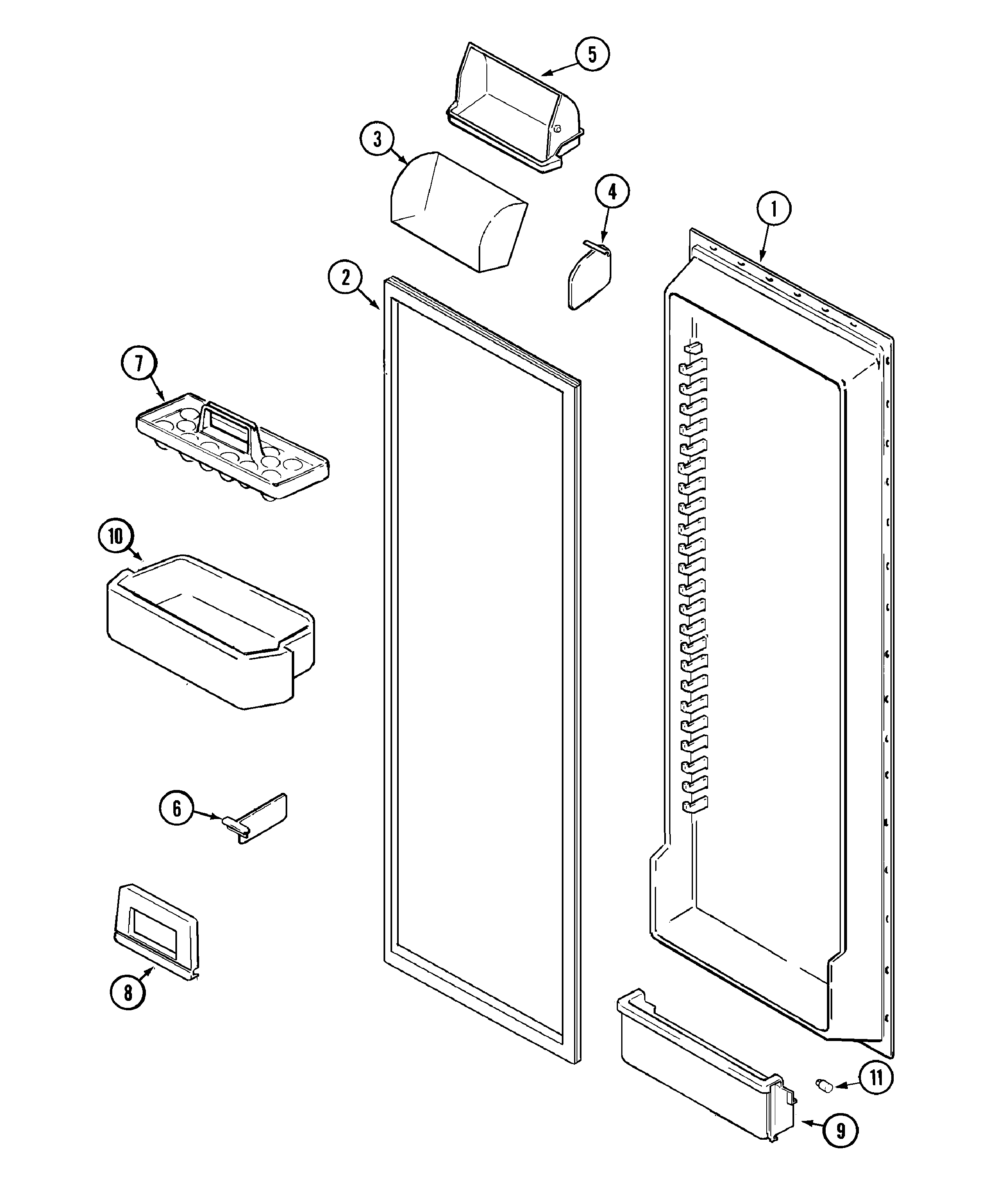 Maytag MSD2656GEW fresh food inner door diagram