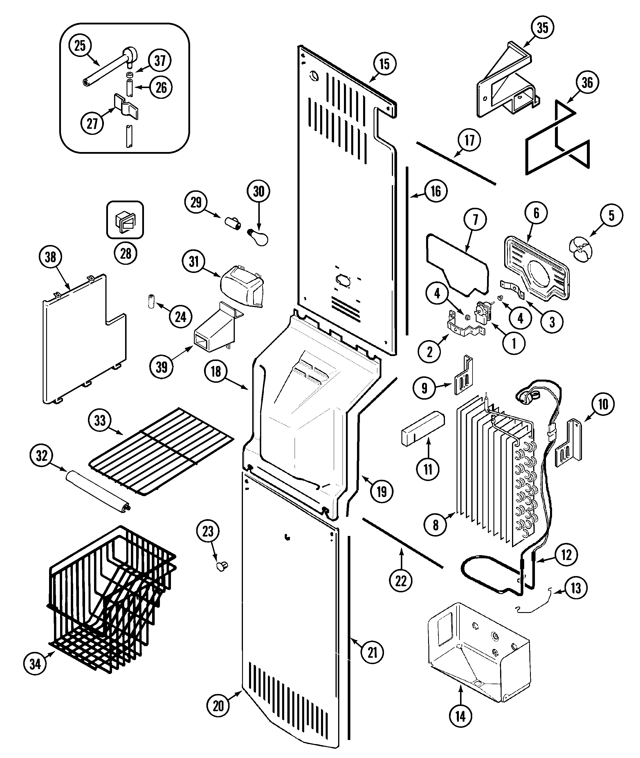 Maytag MSD2754GRQ freezer compartment diagram