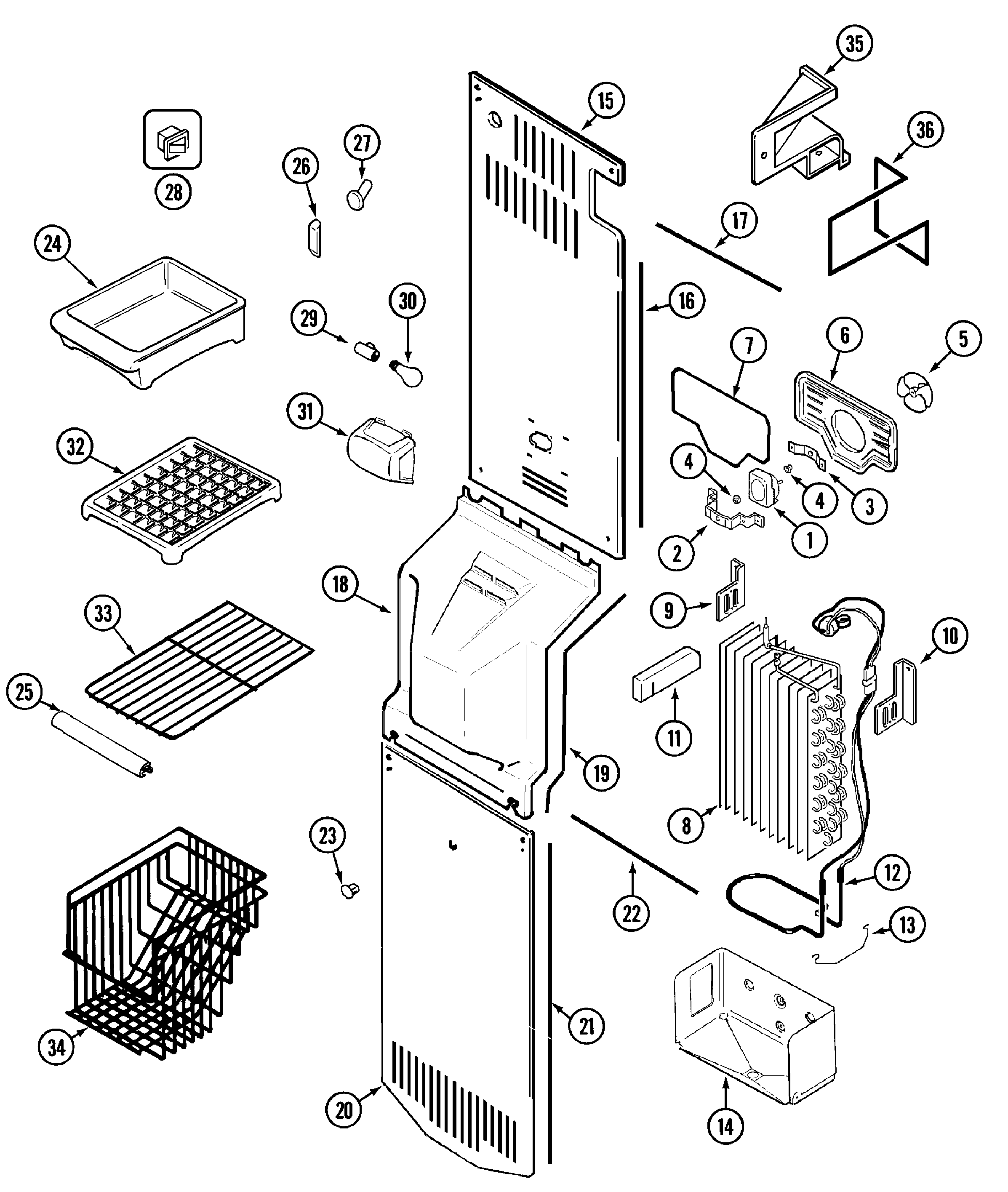 Jenn-Air JCB2388GTW freezer compartment diagram