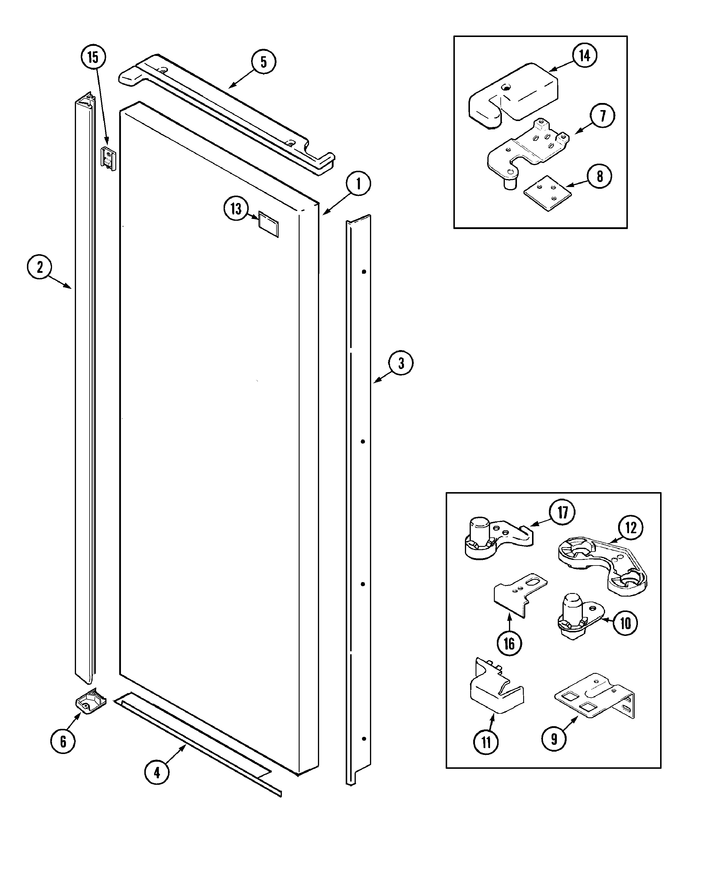 Jenn-Air JCB2388GTW fresh food outer door diagram