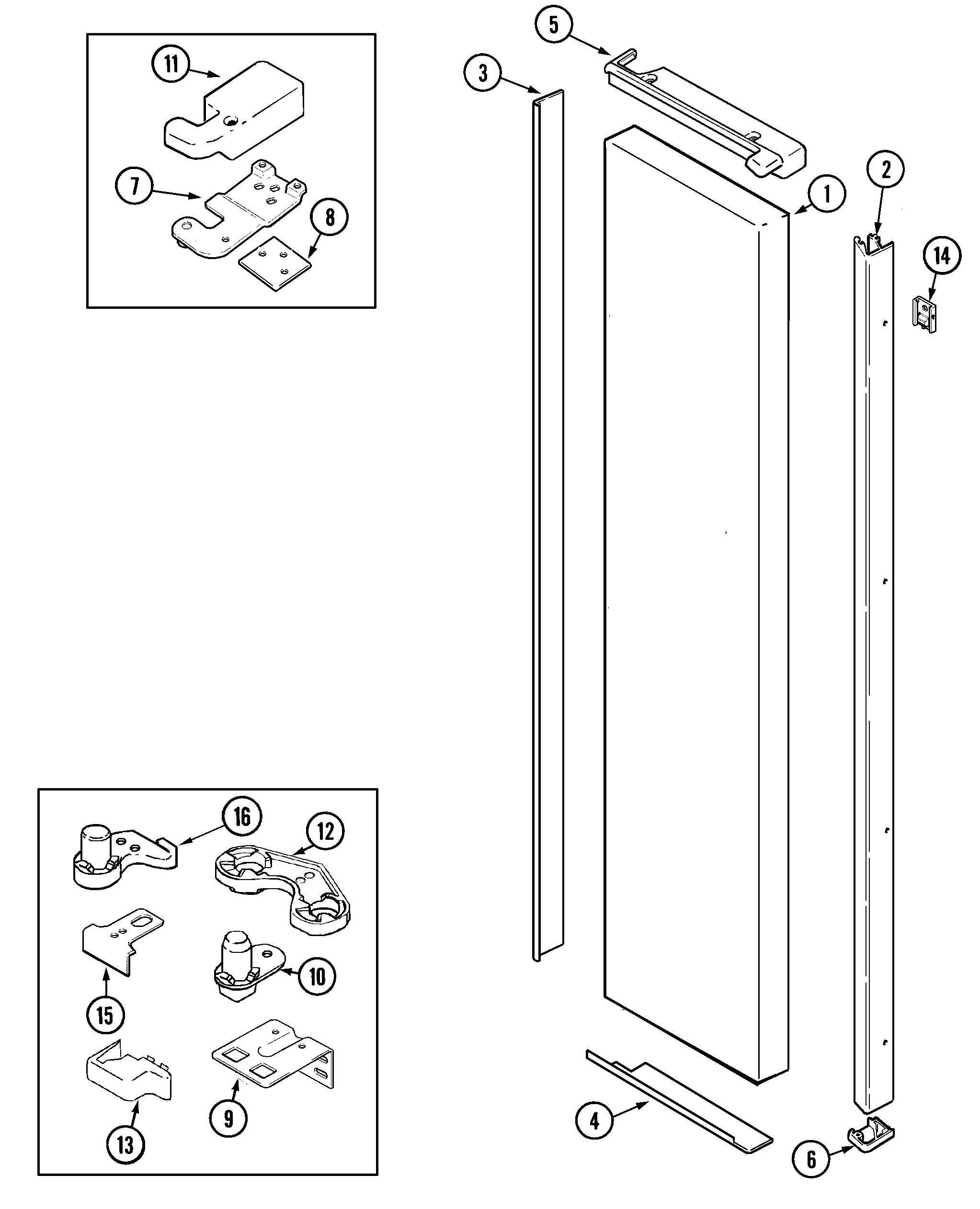 Jenn-Air JCB2388GTW freezer outer door diagram