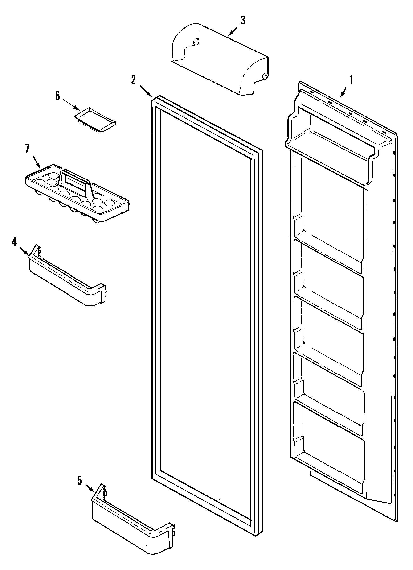 Maytag PSB2352GRW fresh food inner door diagram