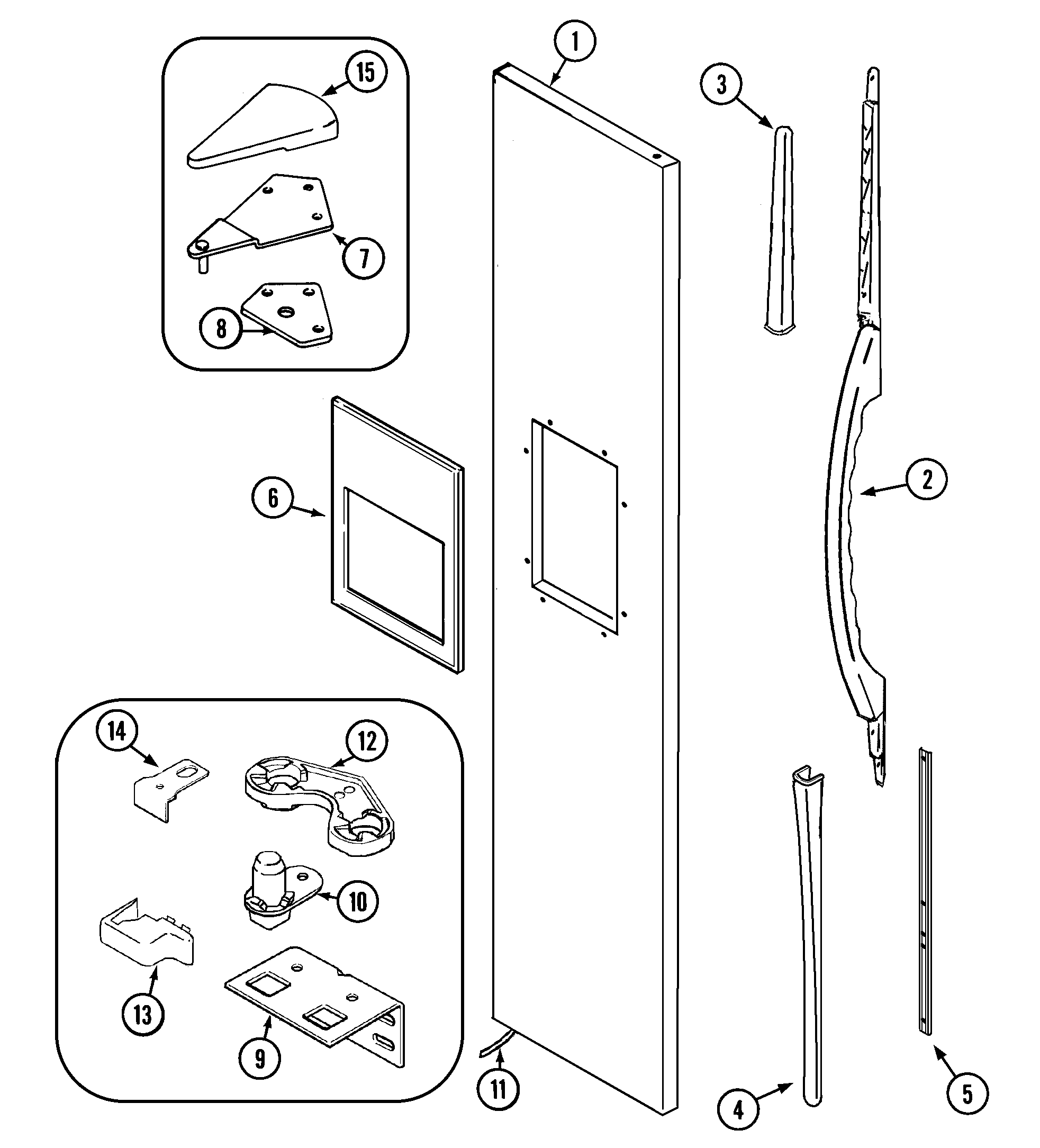 Maytag MSD2445GRW freezer outer door diagram