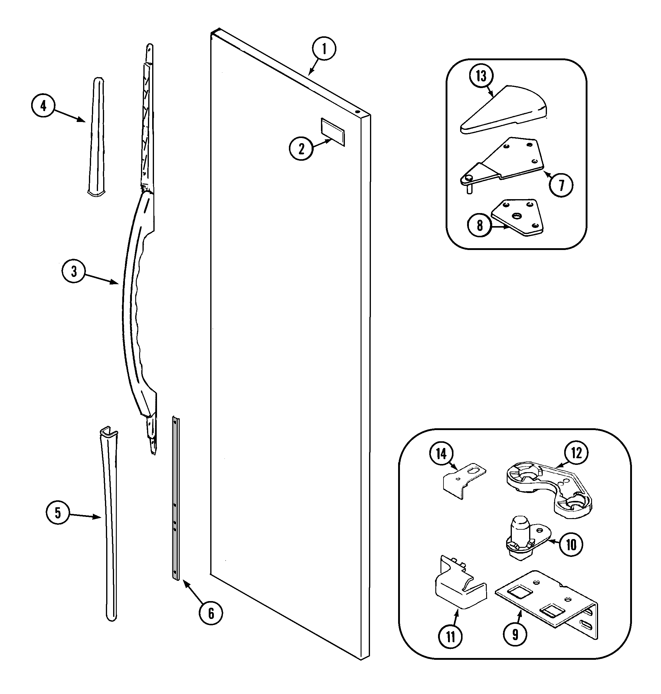 Maytag MSD2957GEW fresh food outer door diagram