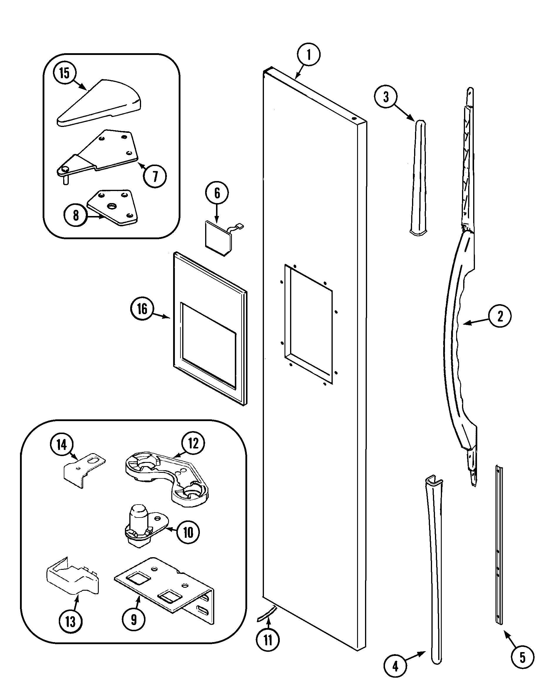 Maytag MSD2957GEW freezer outer door diagram