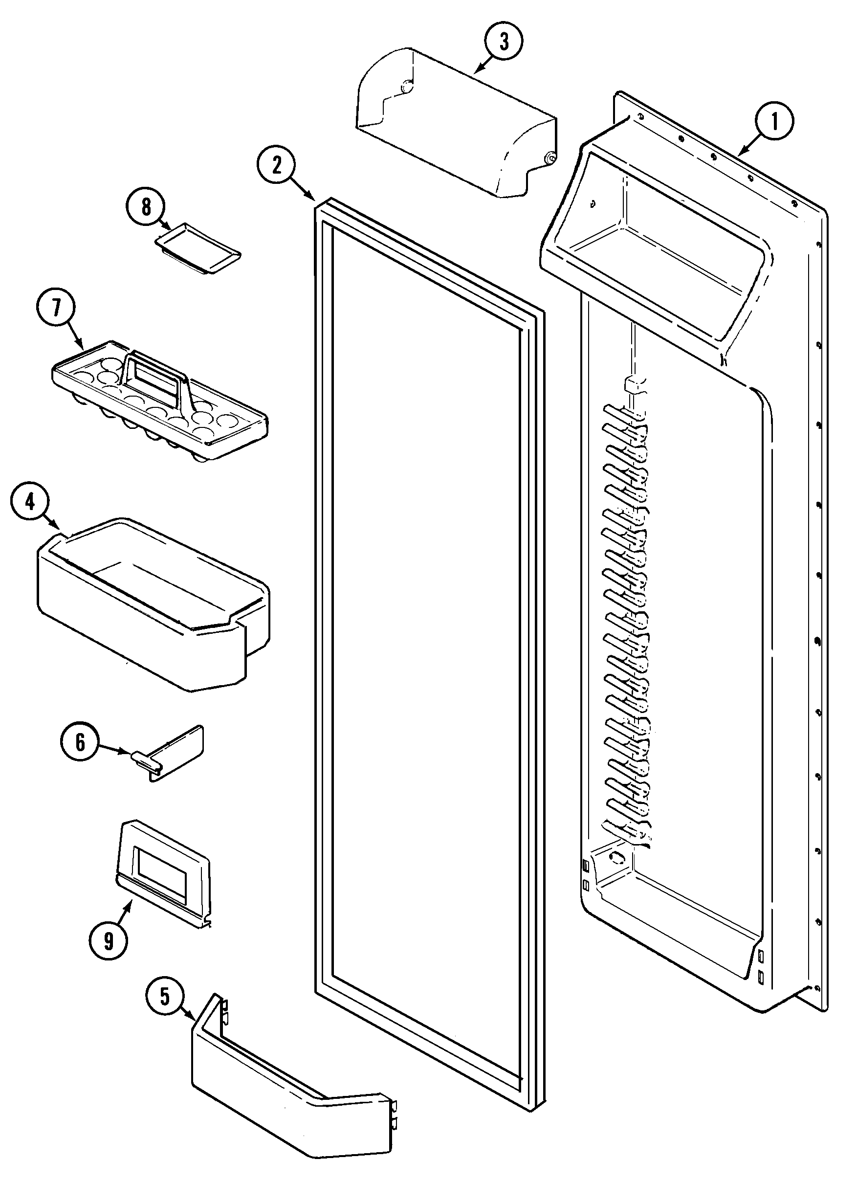 Jenn-Air JSD2488GEB fresh food inner door diagram