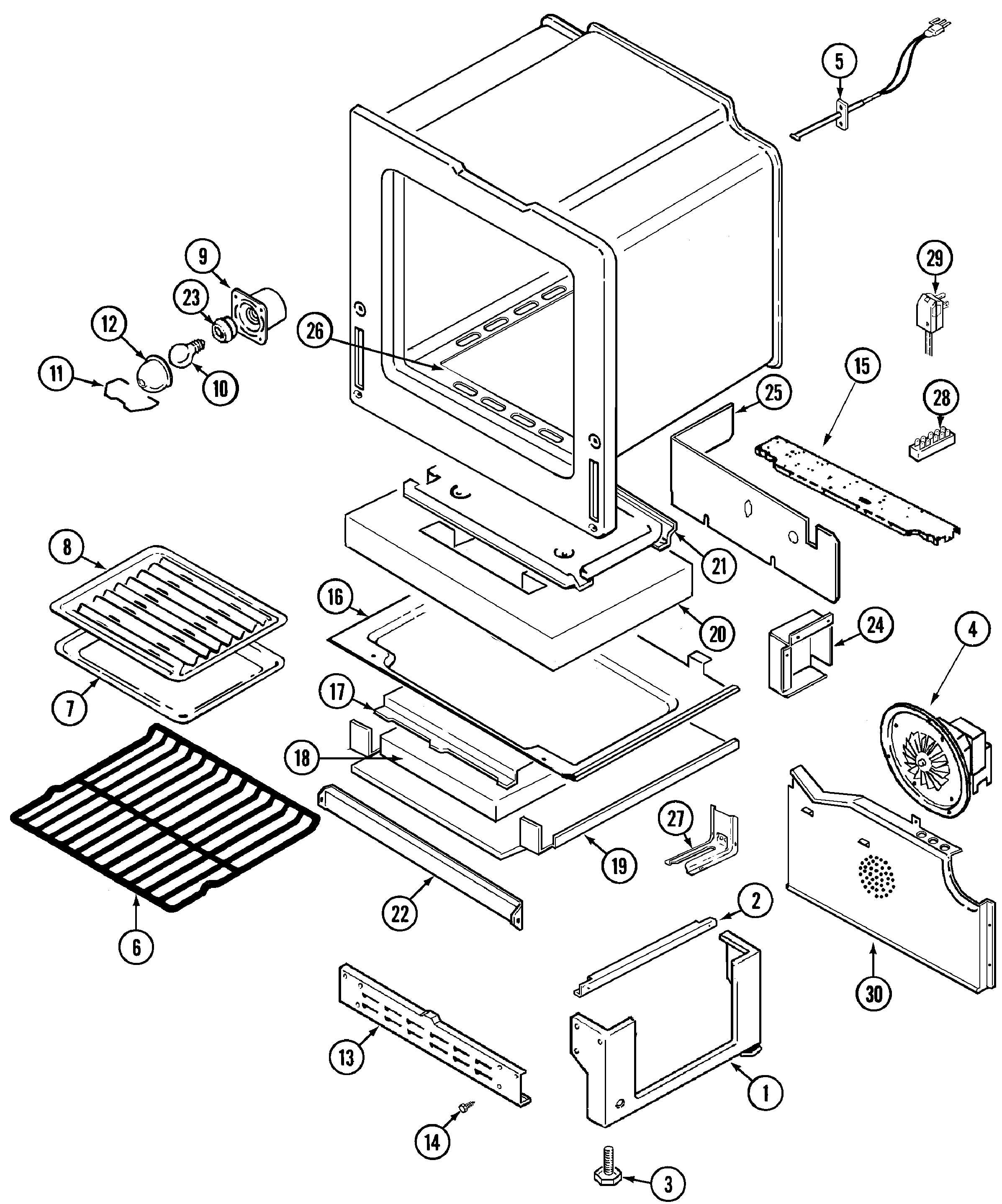 Maytag MGR5870BDW oven/base diagram
