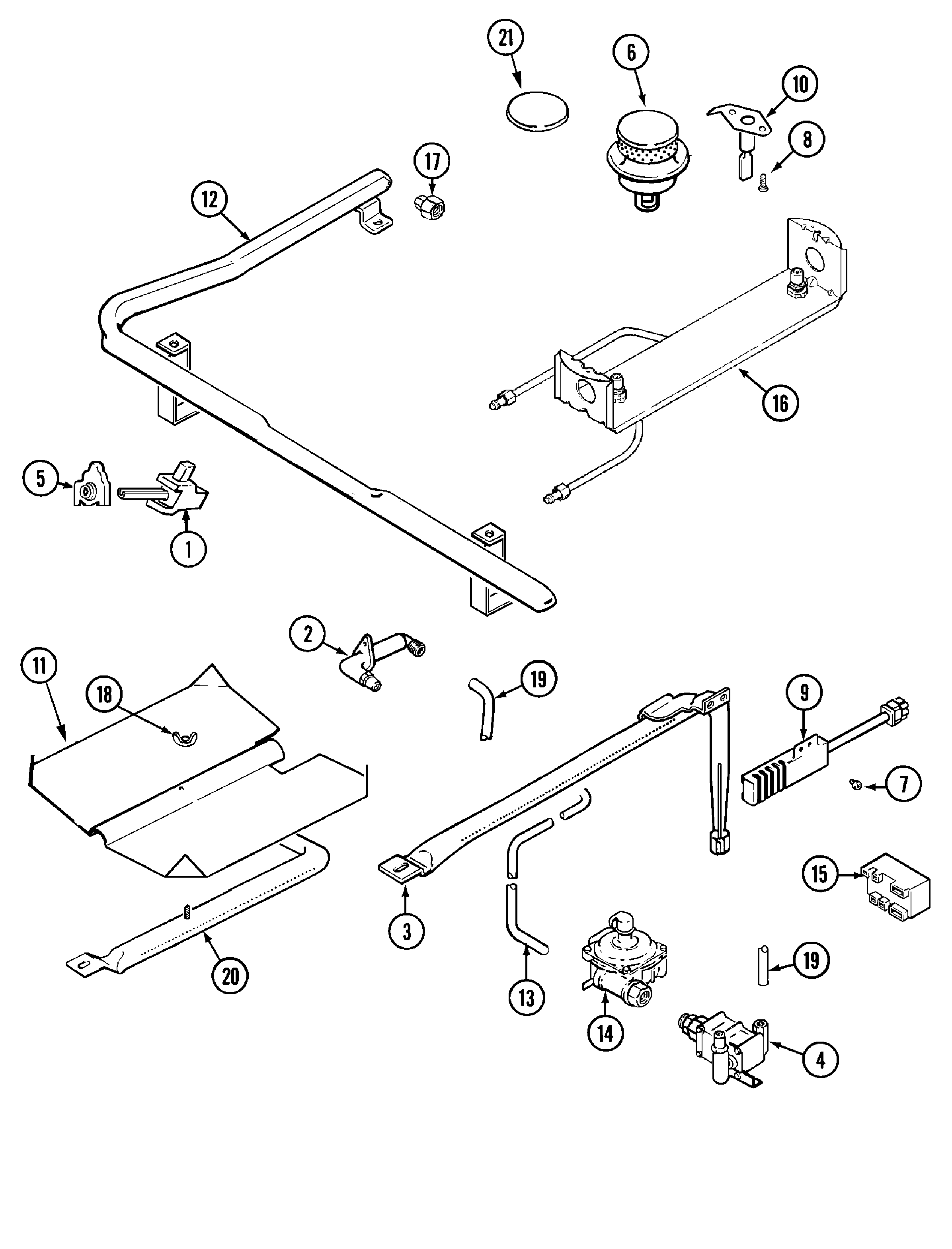 Maytag MGR5870BDW gas controls diagram